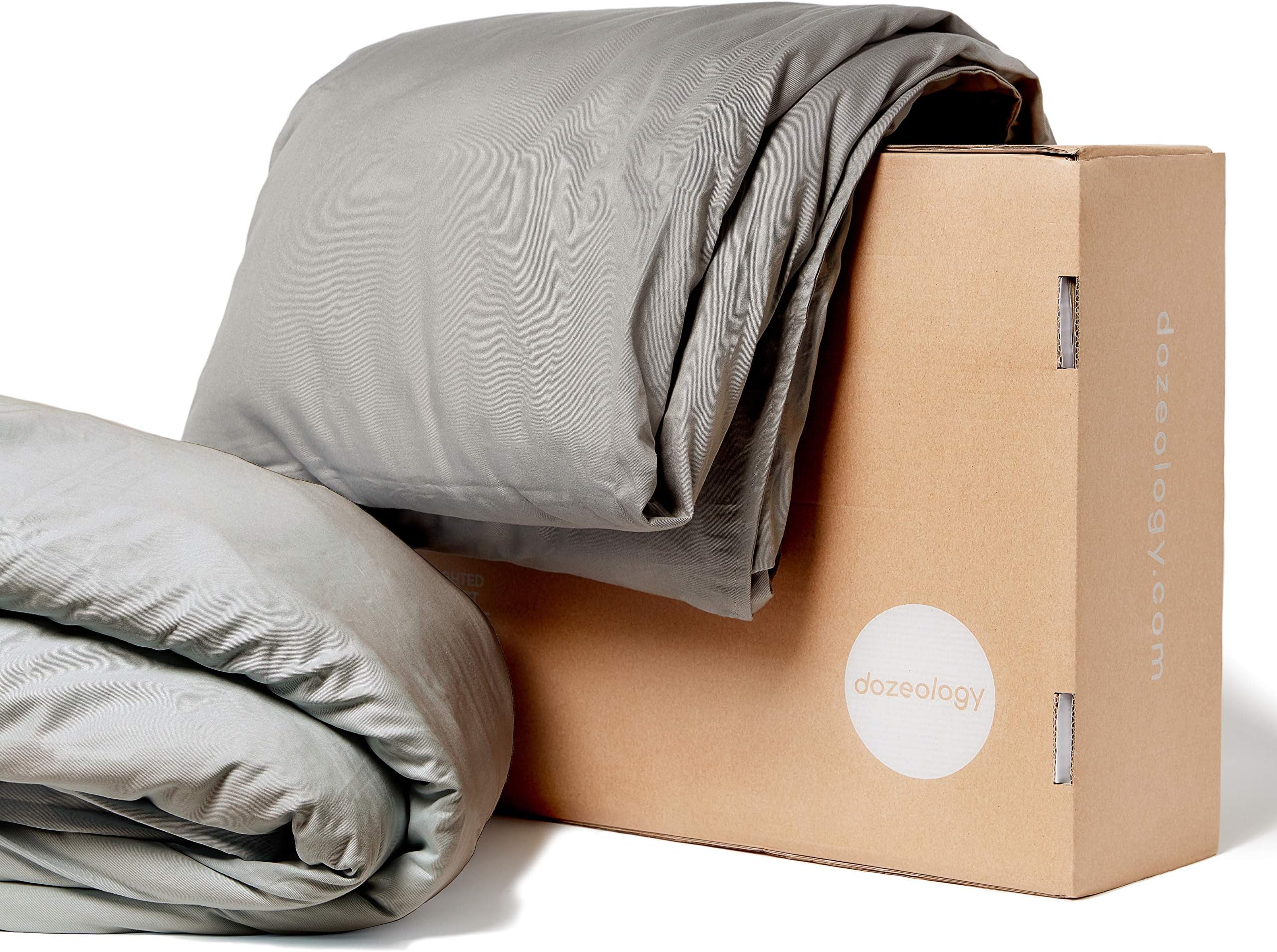 Cooling Weighted Blanket Premium – 160GSM Luxury Cotton Cover Included – 15lb, 60X80, Queen/Full Size – Best for Adult Men and Women – (Frost Grey)
