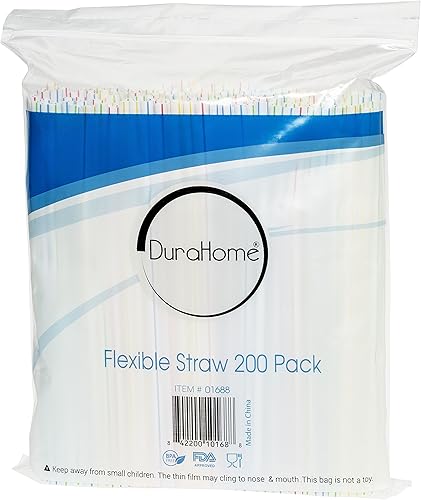 Vista 6 de Pajitas flexibles de plástico desechables sin BPA de 8 pulgadas de largo (paquete de 400 unidades, colorido)