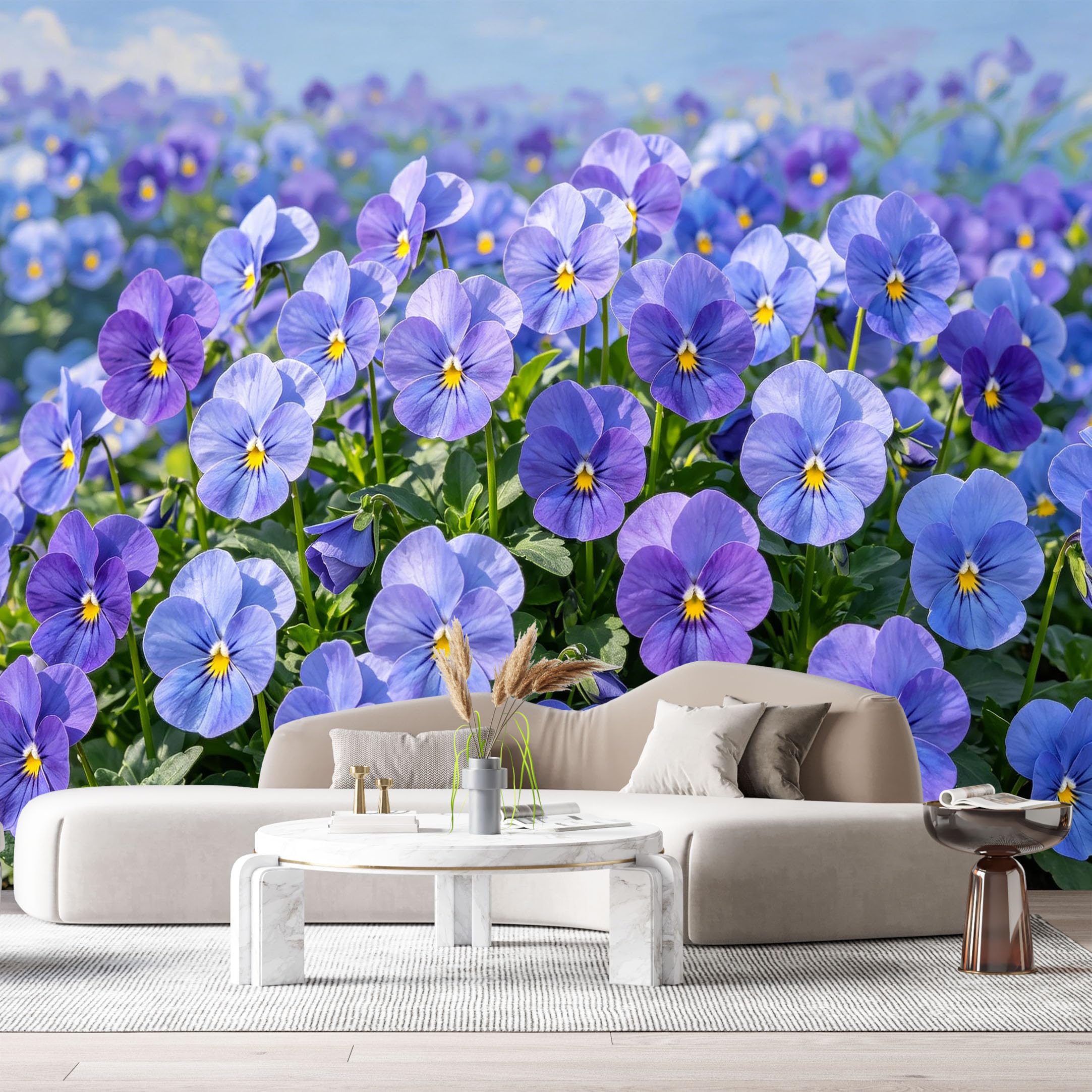 Custom Size Wall Murals Botanical Violet Flowers Blooming Garden Watercolor Petals SelfAdhesive Wall Fabric Removable Large Wallpaper for Photo Living Room