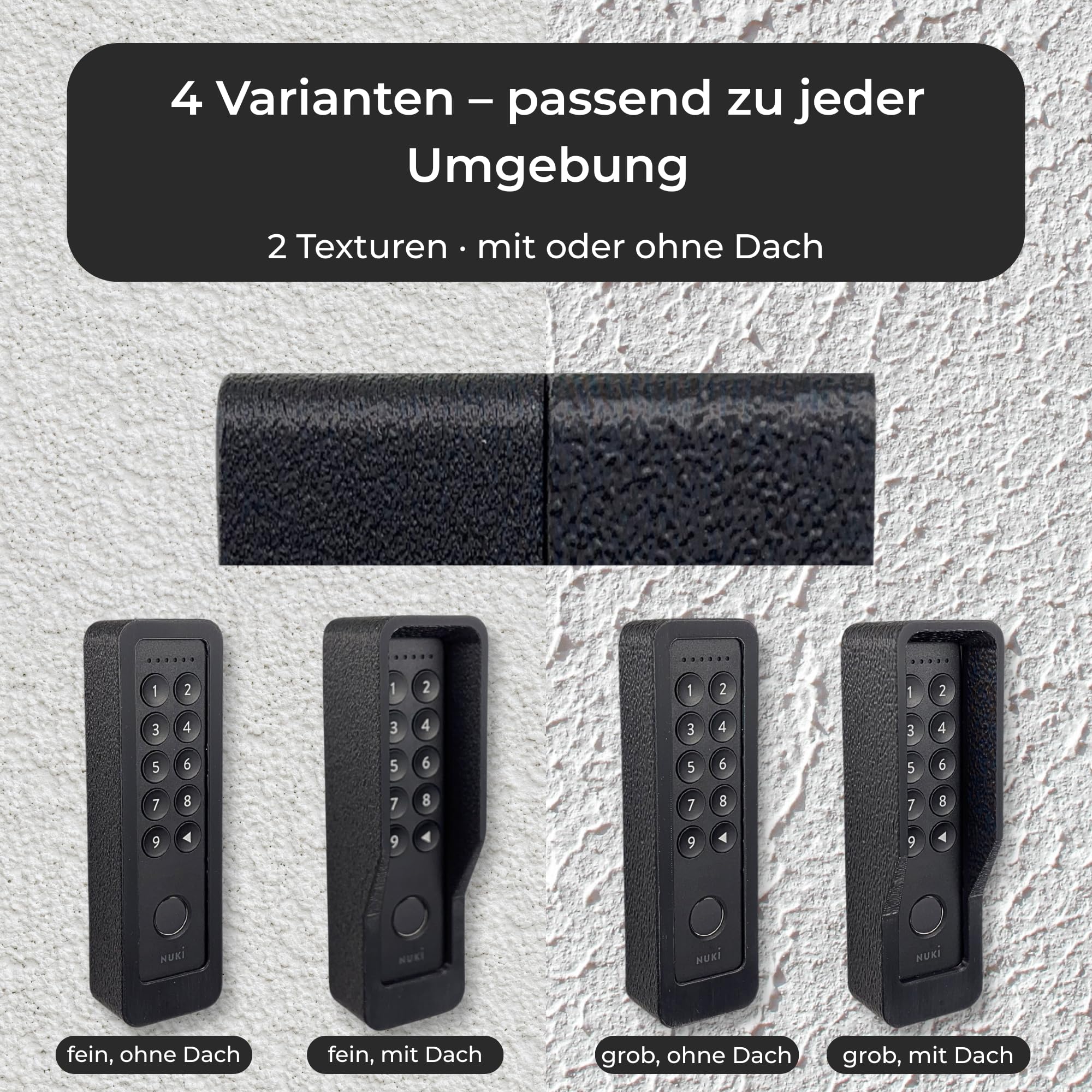 Generisch Soporte de pared compatible con Nuki Keypad 2 – Cubierta antirrobo con tornillo de seguridad Torx – Sin protección contra la intemperie – Acabado similar al yeso – Negro (sin techo, grueso)