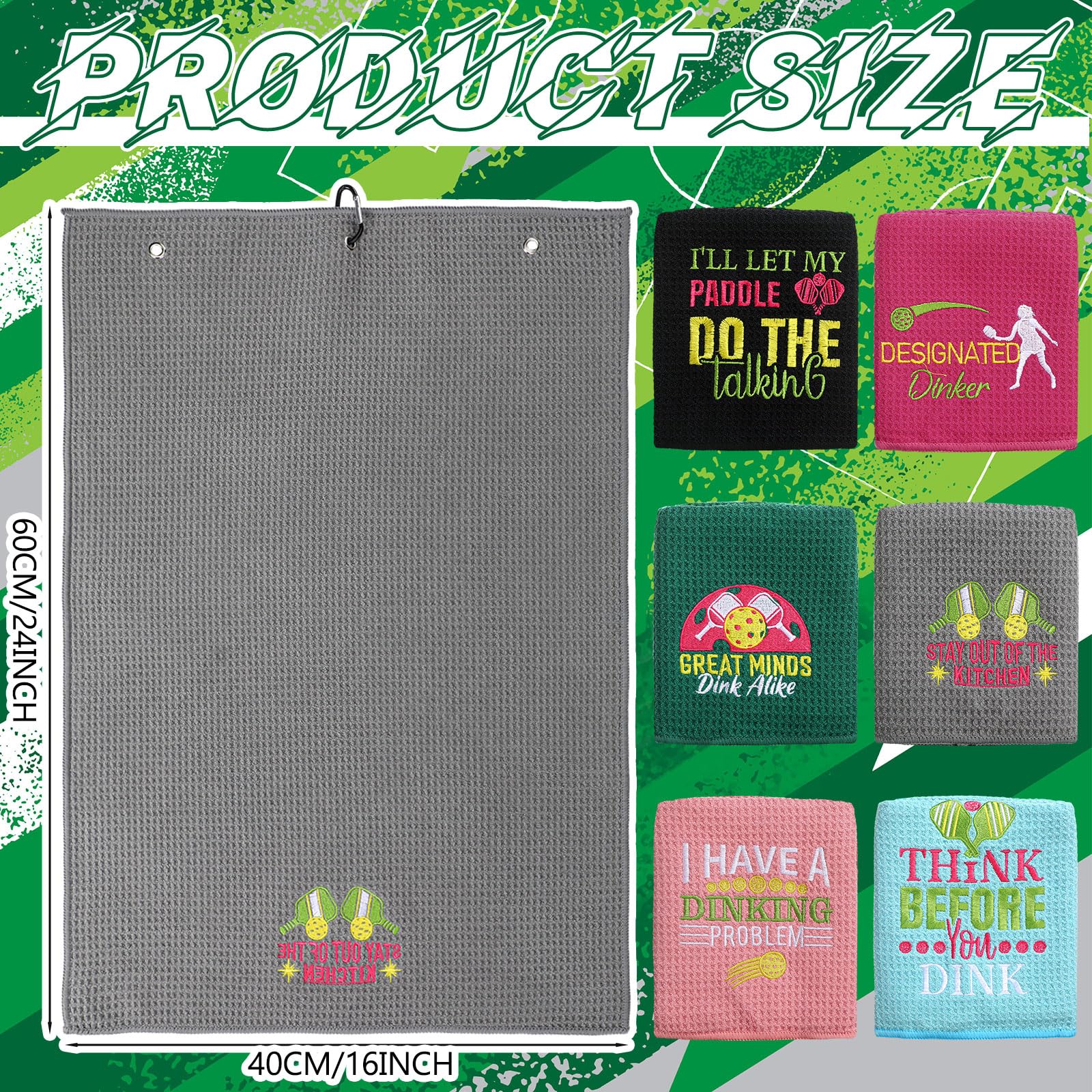 HunnmingRe 6 Pcs Dinkball Towels Microfiber Athletic Towels with Clip Summer Embroidered Dinkball Gift Suitable for Mom Father Beach Shower Pool Gym Camping(Woman)