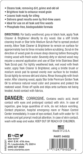 Miniatura 6 de STAR BRITE Aceite de teca dorada de alta calidad, sellador, conservador y acabado para teca al aire libre y otras maderas finas, paso 3-1 galón