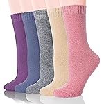 Velice Women Wool Socks Thick Thermal Hiking Warm Winter Crew Cushion Cozy Work Boot Socks 5 Pairs(Color A-010)