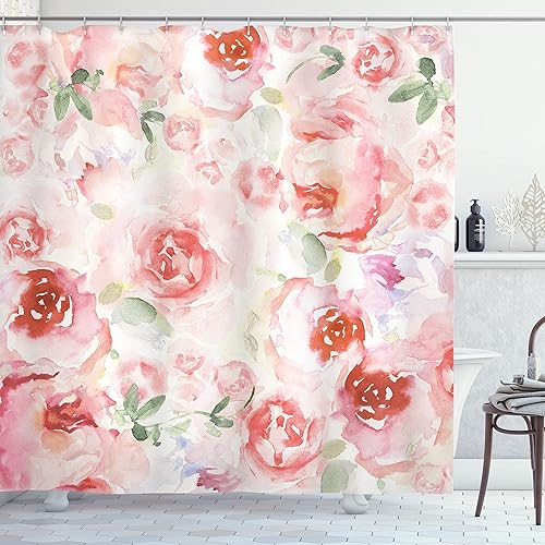 Miniatura 13 de Ambesonne Cortina de ducha de arte moderno, objetos hippie funk trippy con caja de música OVNI, cinta de labios y altavoces, juego de decoración