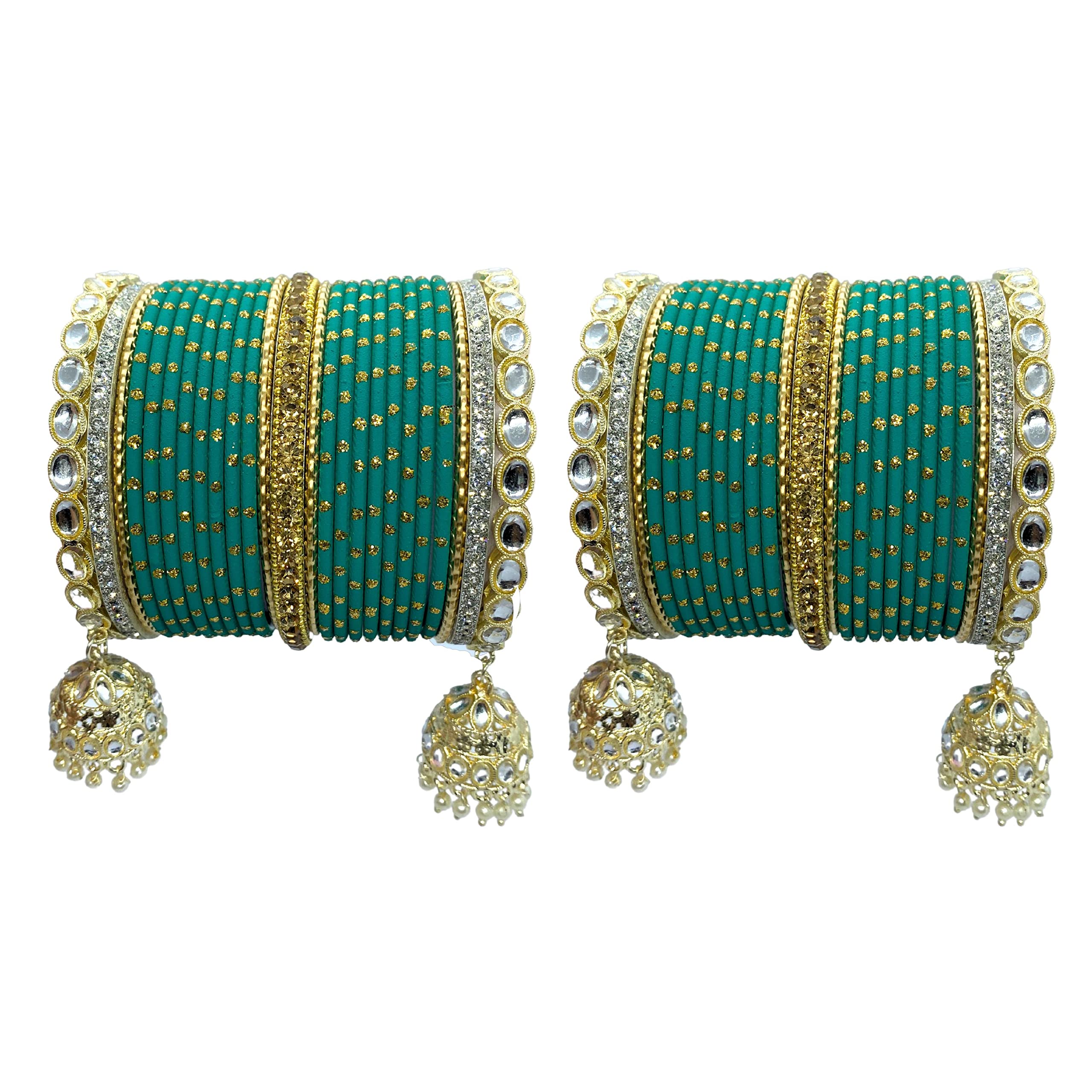 GSI SHOPBridal Kaleere Latkan with Polka Dots Flashy Finished Bangle Set for Every Girl and Woman