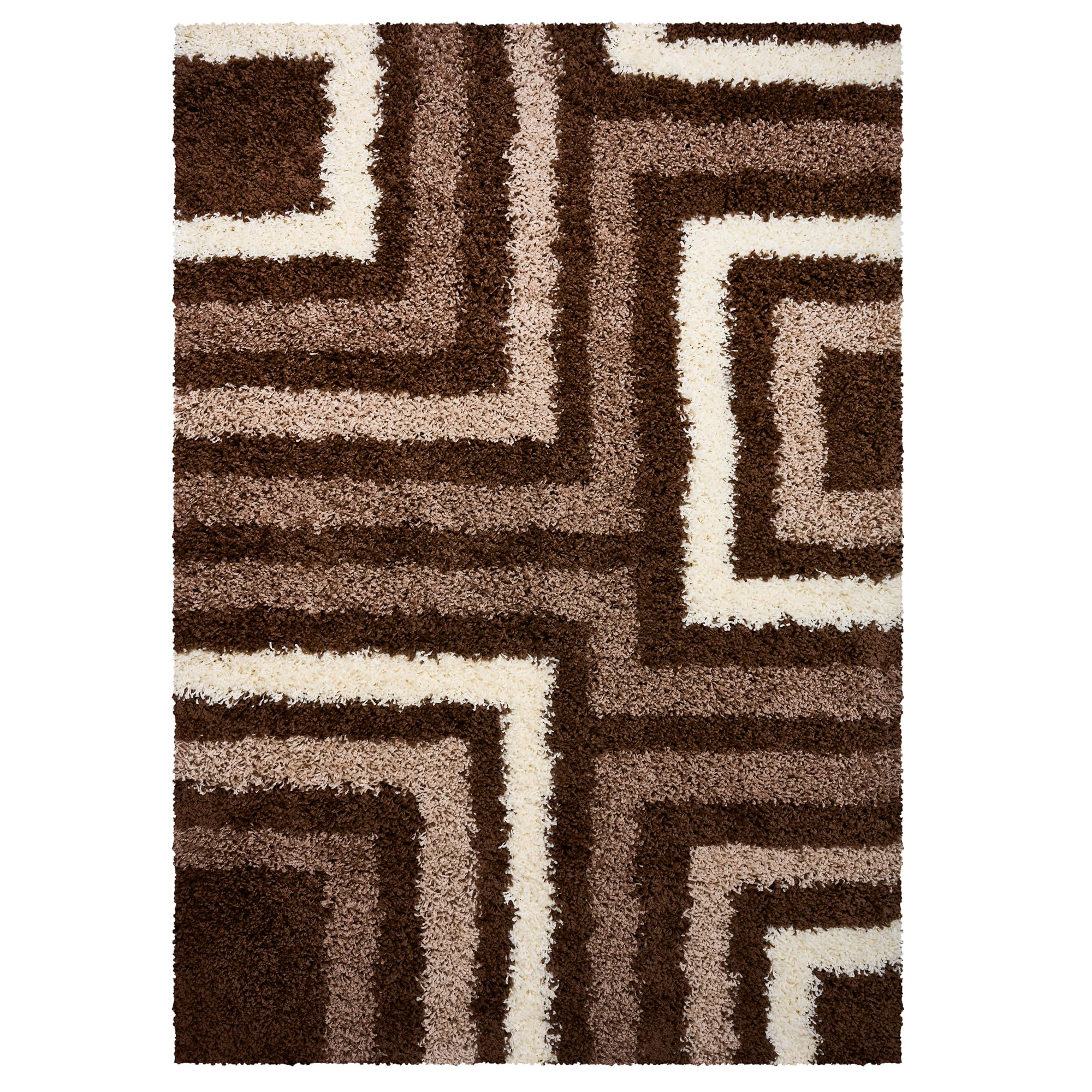 Bravich Tides Shaggy Rug Brown 120 x 170 cm (4ft x 5ft6), Large Living Room