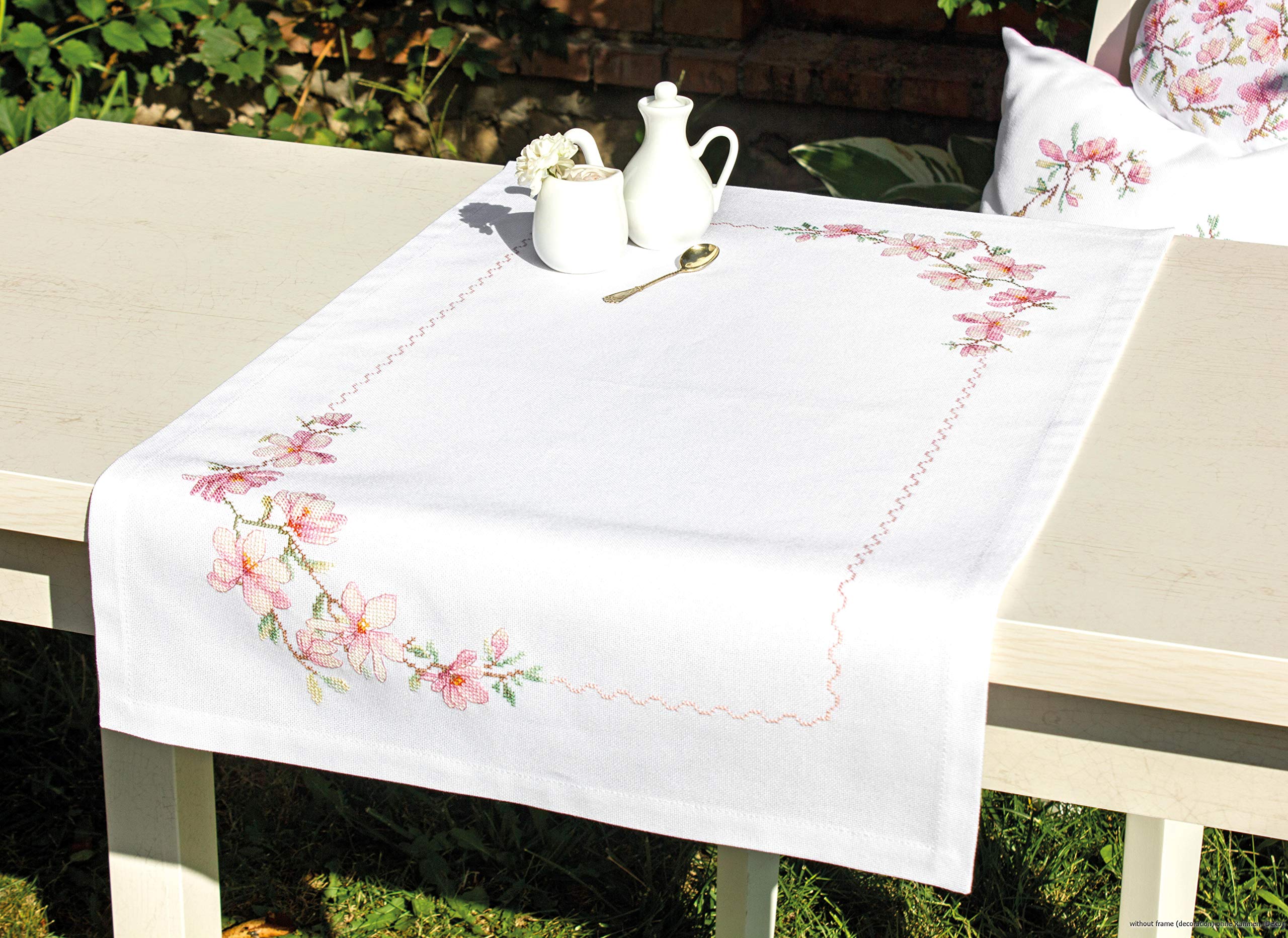 Kit broderie point de croix pour chemin de table coton multicolore 46x76 cm