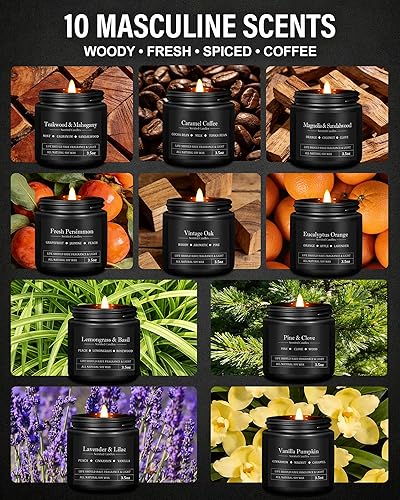 Miniatura 3 de Paquete de 10 velas perfumadas para hombres, juego de velas masculinas de cera de soja, velas de aromaterapia para el hogar, regalos para él, novio,