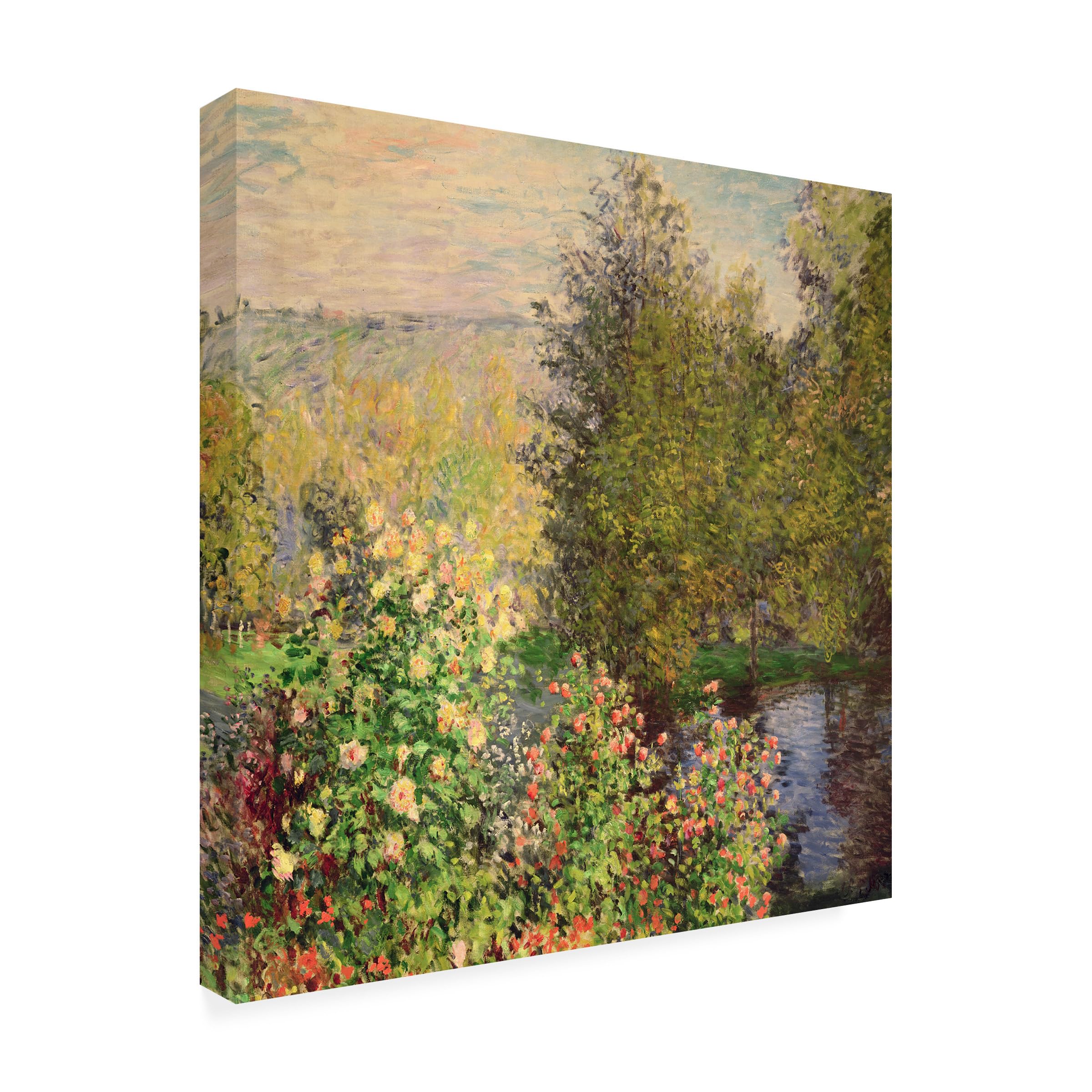Wrapped Canvas Wall Art - Claude Monet 'Corner Of The Garden At Montgeron, 1876' Wall Art for Living Room, Bedroom, or Office Décor - 24x24
