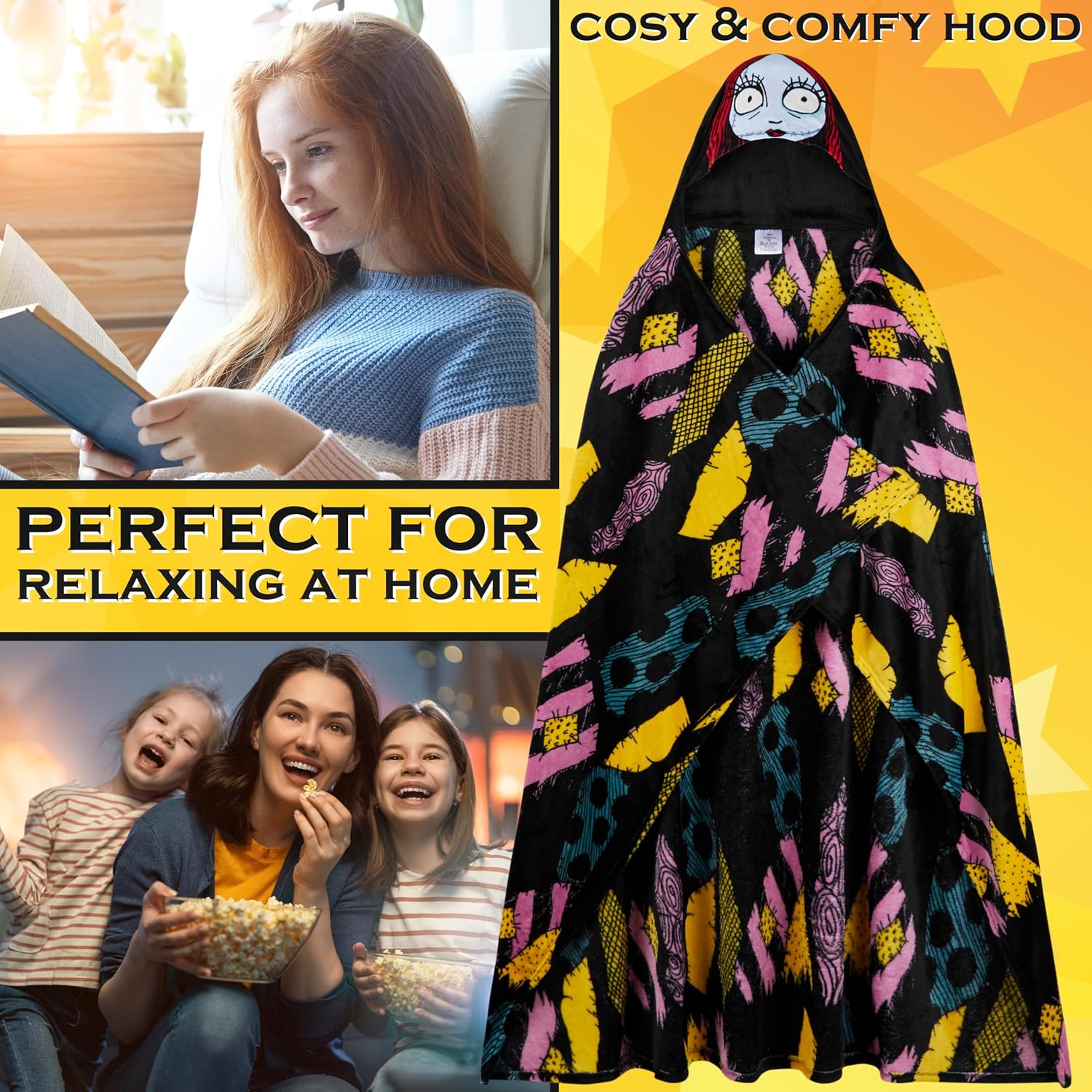 Harry Potter | Snoopy | South Park | Disney Adult Blanket with Hood 51x59 in, Wearable Blanket Gifts for Women, Men