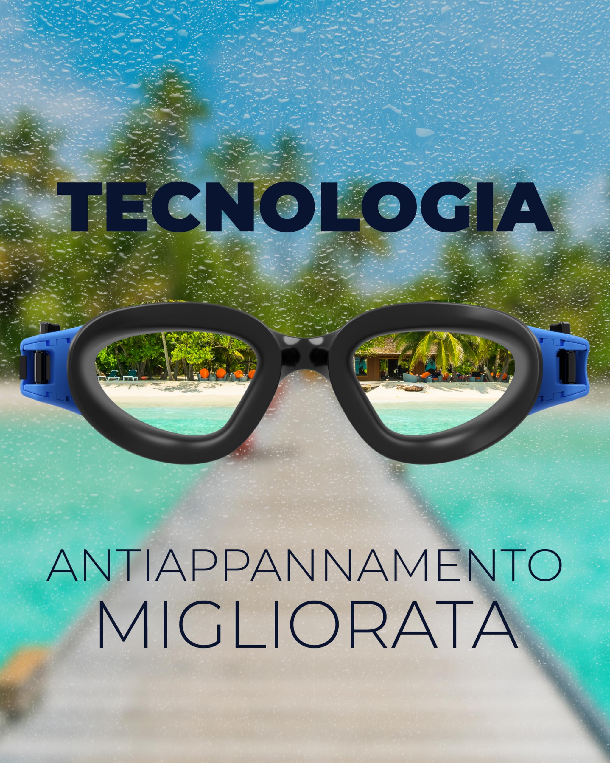 AqtivAqua Occhialini da Nuoto, DX Vista Ampia Occhiali da Piscina per Adulti Uomini Donne, Antiappannanti e Senza Perdite