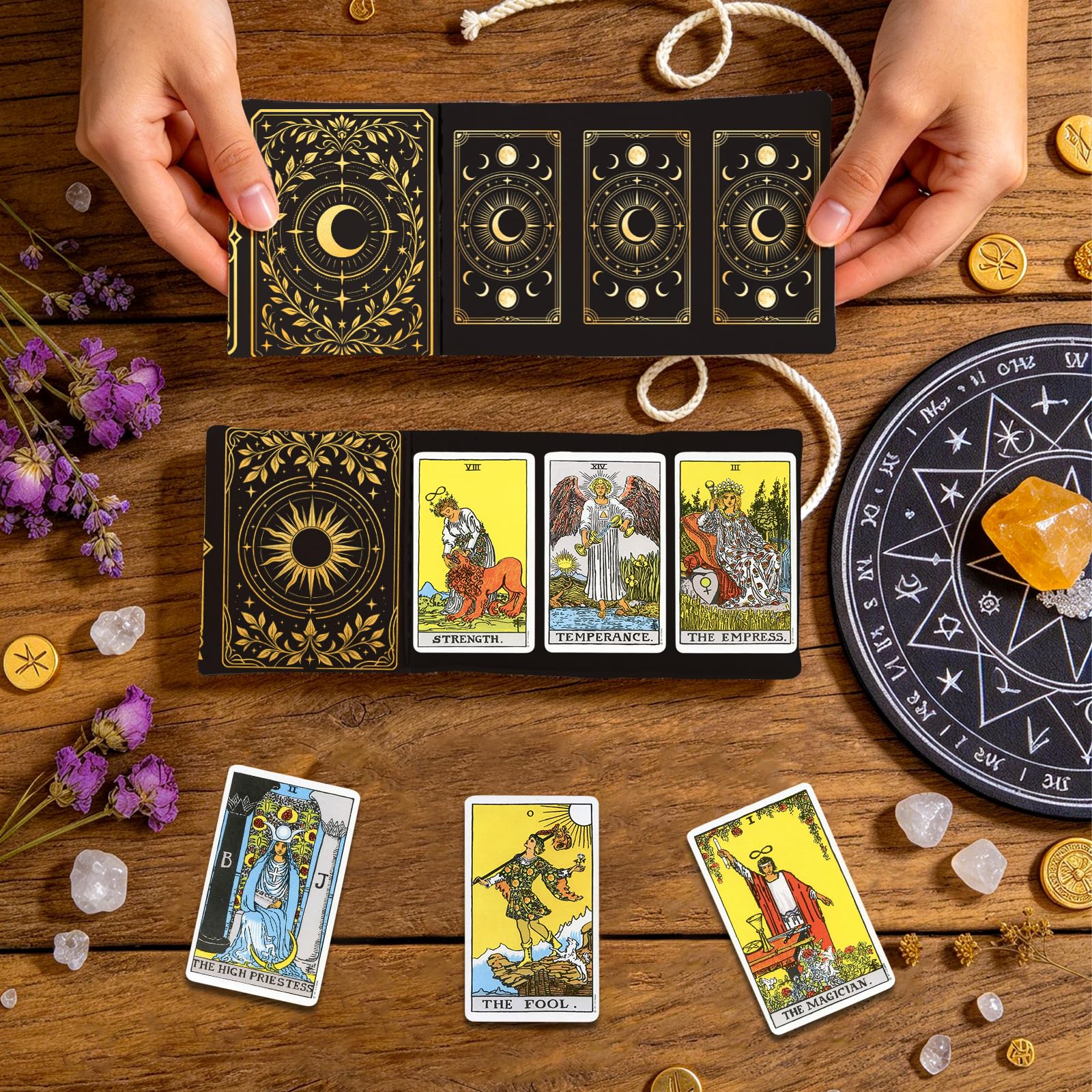 ORIGACH 2 PZ Sole & Luna Celestiale Tarocchi Titolare della Carta con