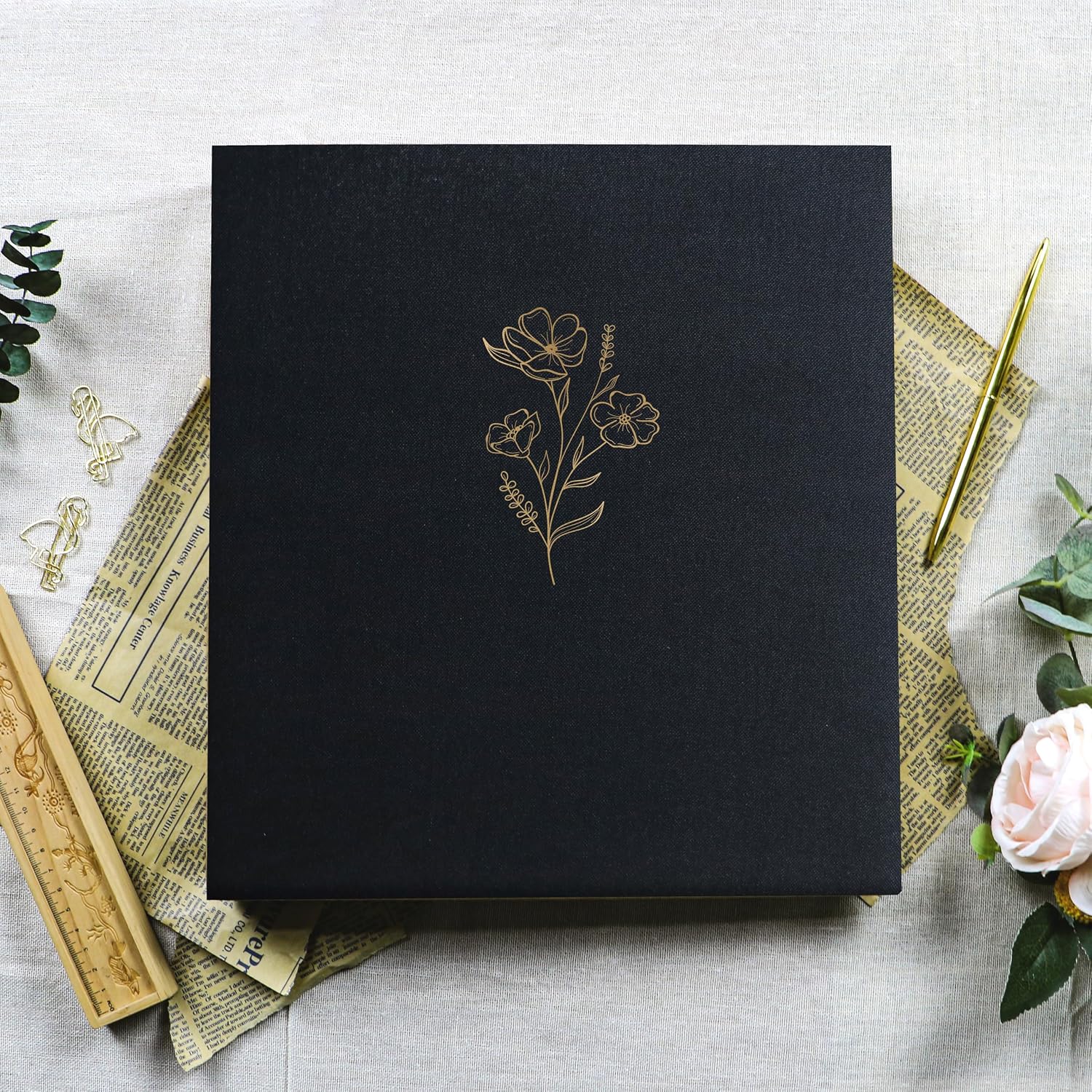Holoary Photo Album 4x6 500 Photos 5 Pictures Per Page, 500 Pockets 4”x6” Picture Album, Linen Fabric Cover Big Picture Book for Photos, 4x6 Photo Albums for Family Weddings Travel Memories(Black)