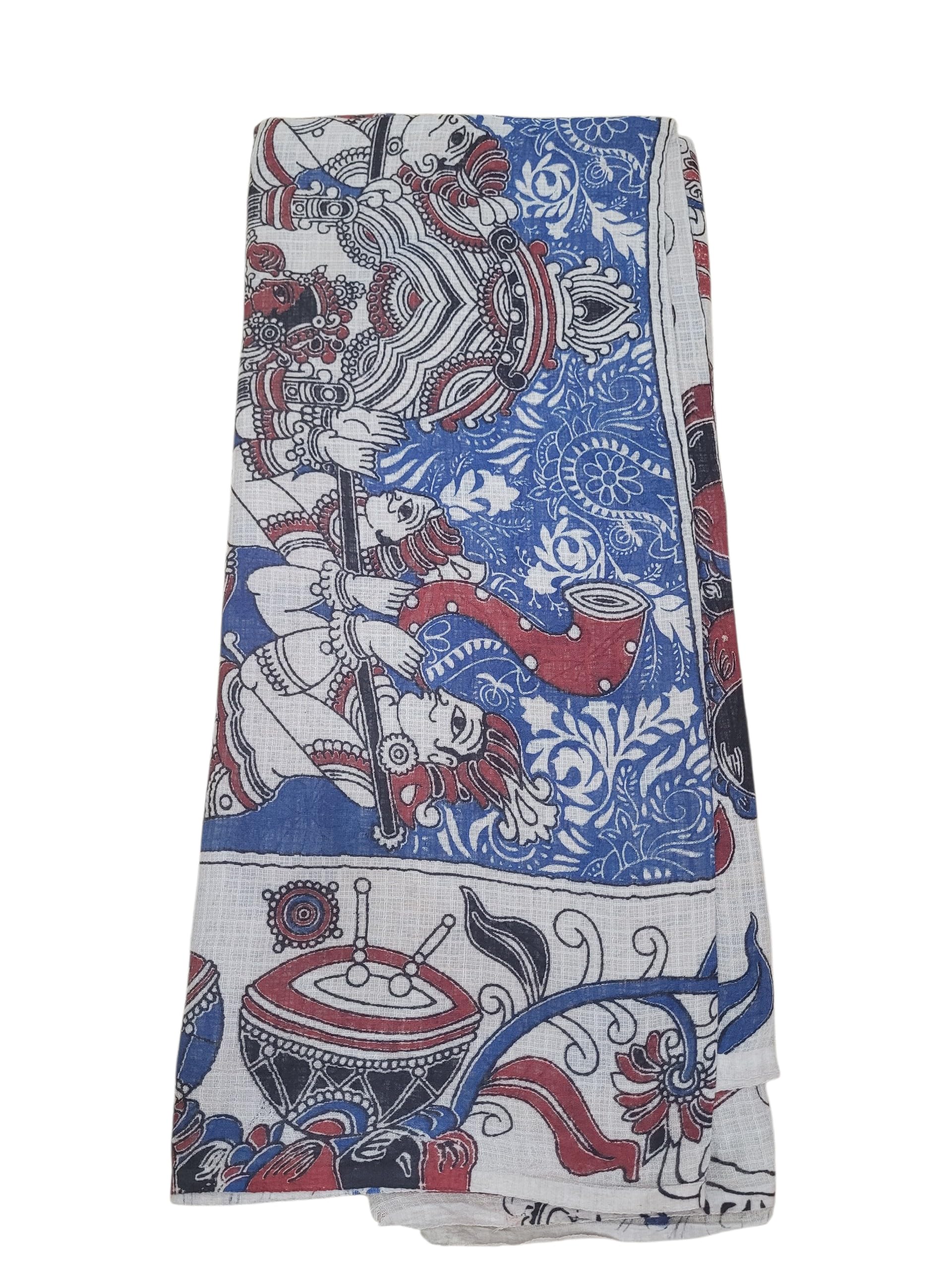 Devi Drapes Pure Cotton Kota Doria Handblock Kalamkari Saree, Multicolour, Handloom, with Blouse Piece-image-32