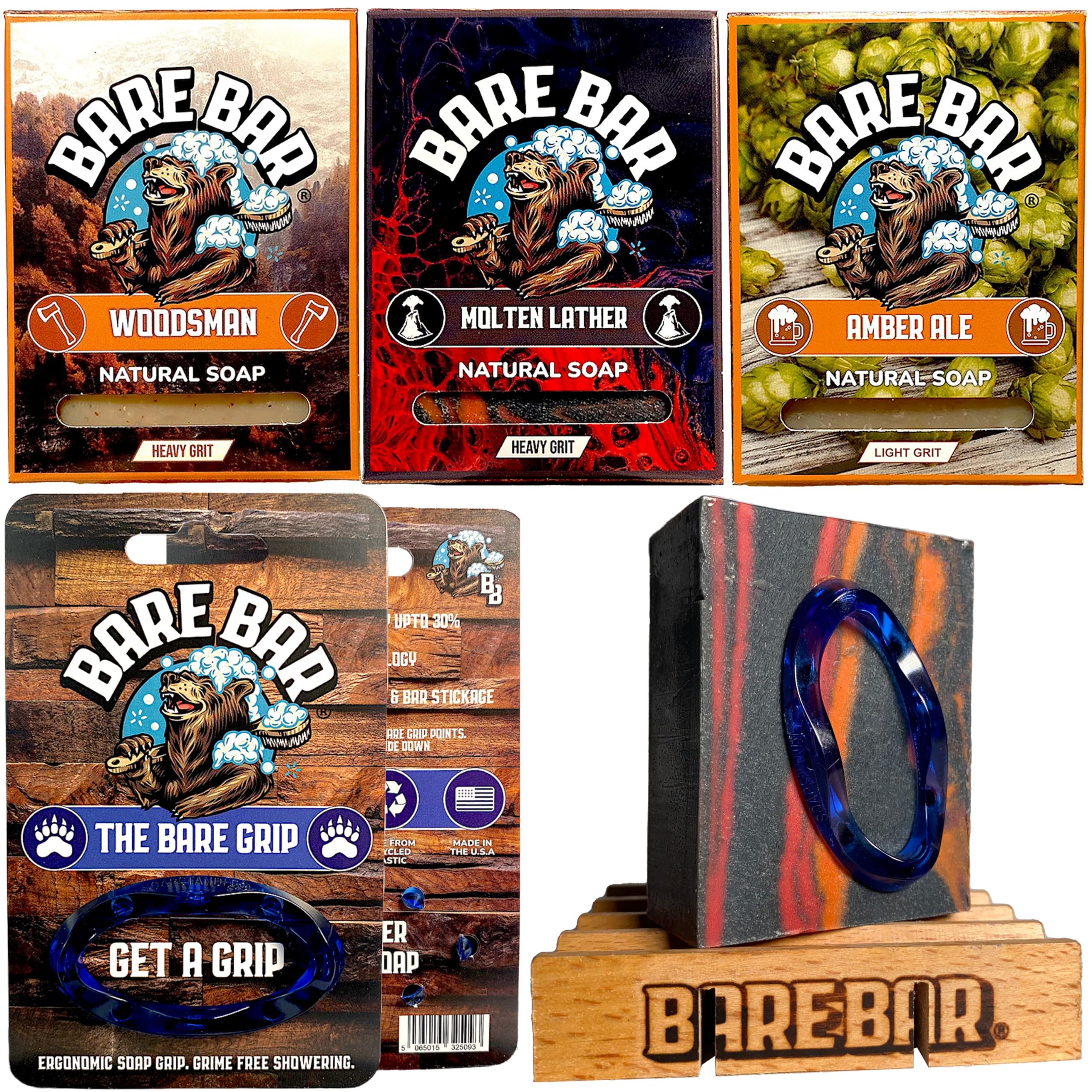 Bare Bar 3er Seifen Bundle Für Männer – Woodsman, Molten Lather, Fresh Cut Pine, Handgemachte Naturseifen