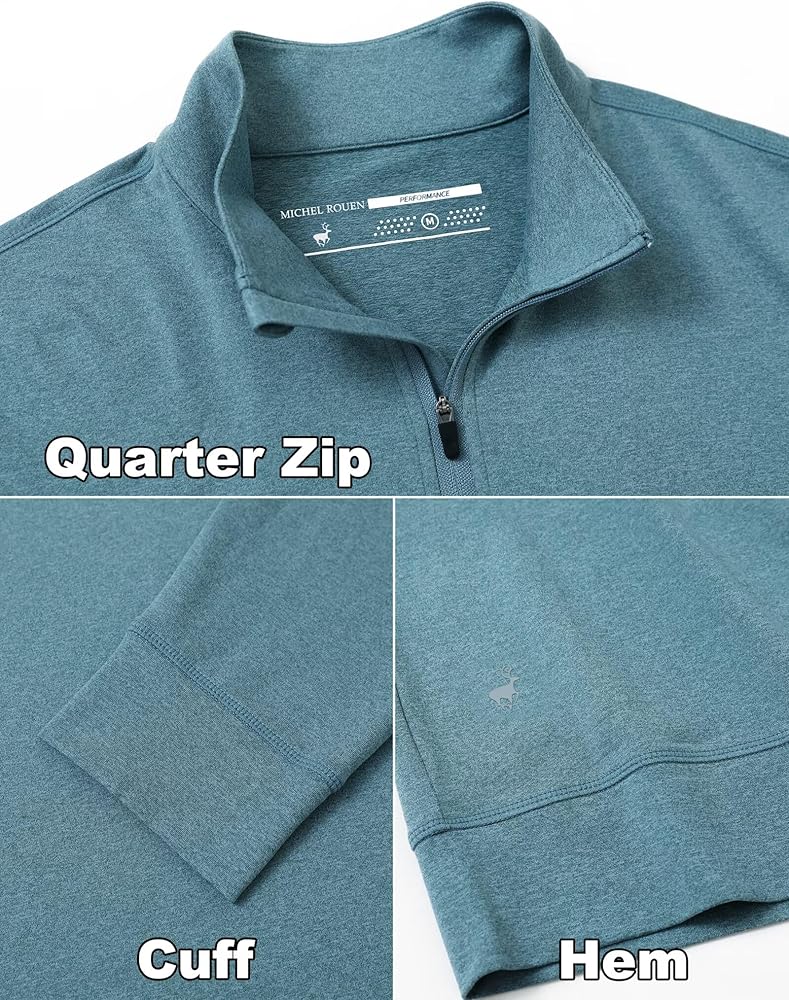 Amazon.com: MICHEL ROUEN Golf Quarter Zip Pullover Men Moisture