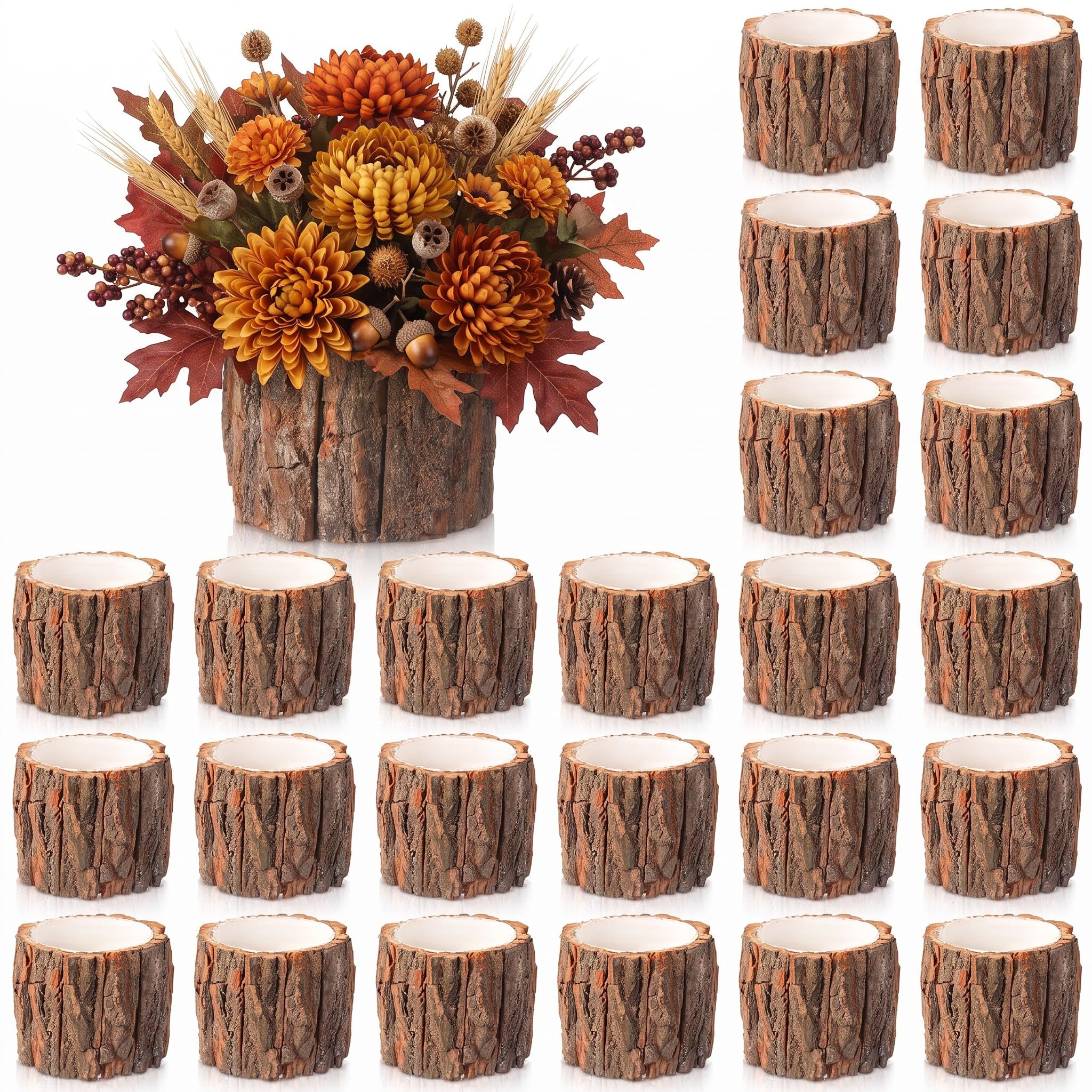 Photo 1 of RimCereal 24 Pcs Wooden Vase for Centerpieces Wedding Flower, 4.7 Inch
