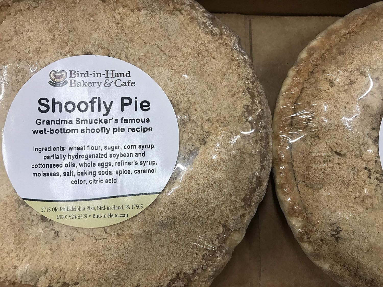 Bird-in-Hand Smucker Bakery Homemade, Wet-Bottom 6" Shoofly Pie (Pack of 2)