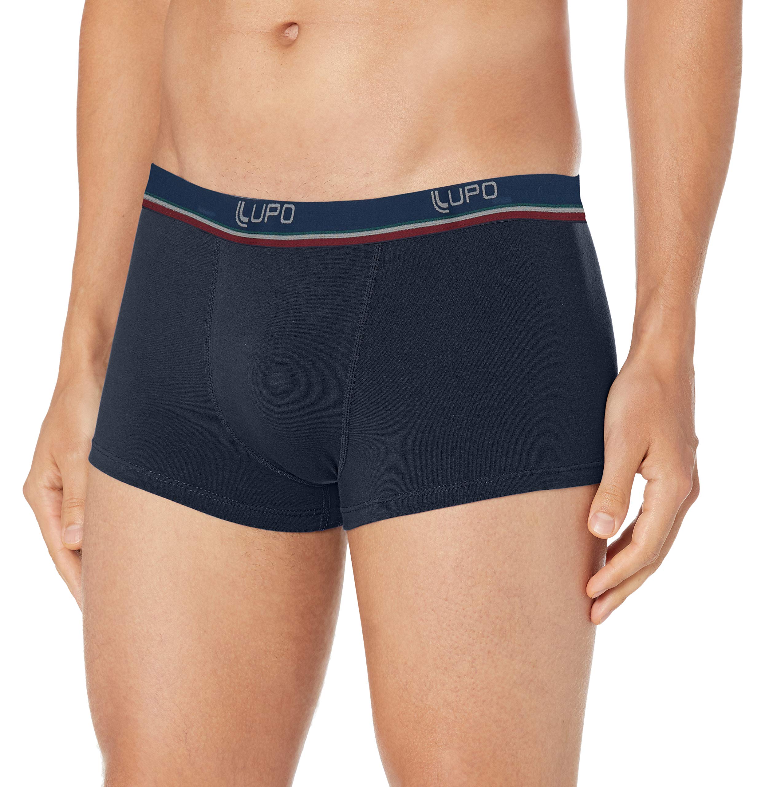 Lupo Men's Essential Striped Stretch Cotton Lo Rise Trunk, Navy, XL