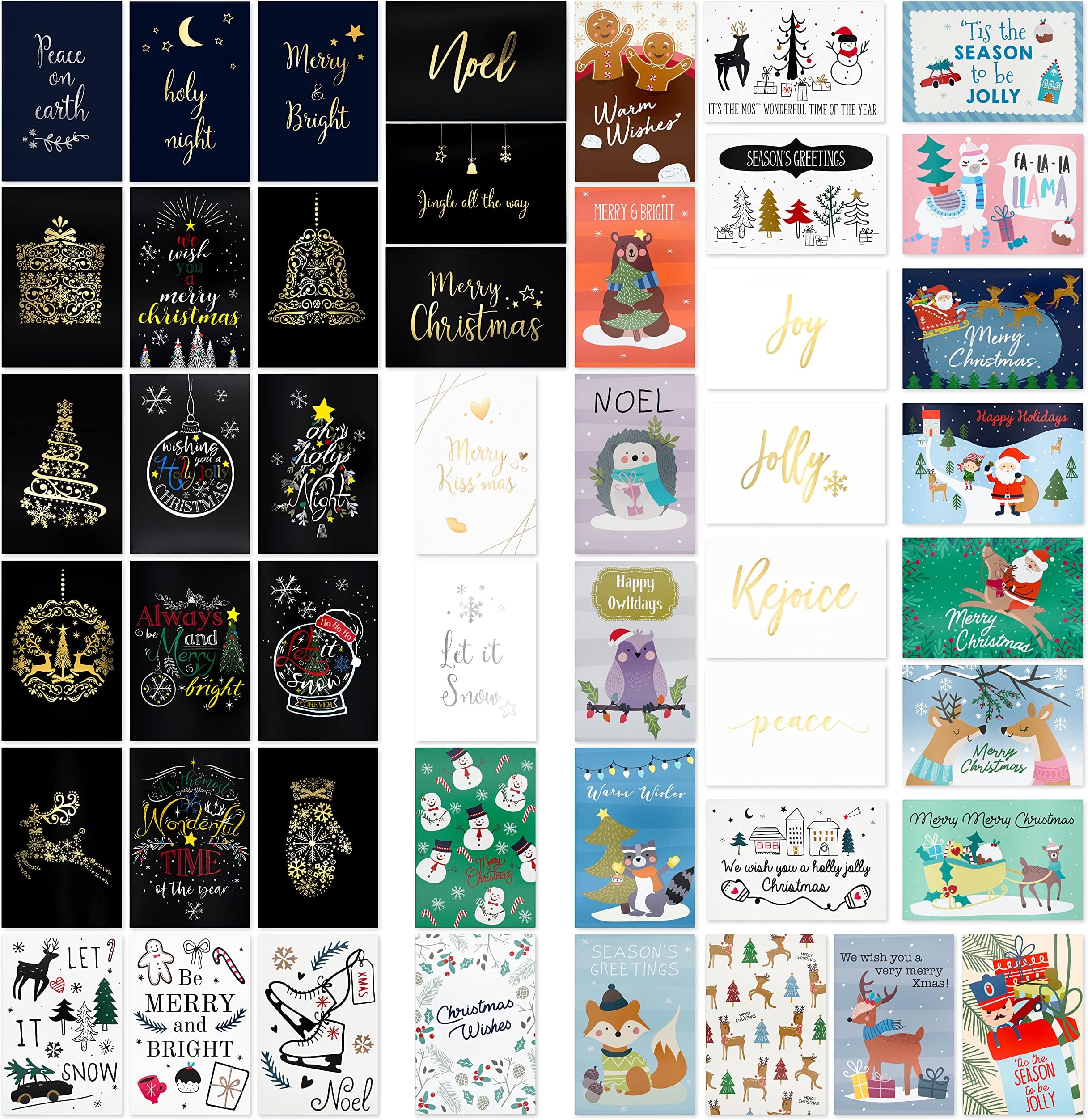 48 Unique Christmas Cards Assorted- Christmas Greeting Card in 48 Unique Designs- Assorted Christmas Greeting Cards- Family Christmas Cards- 48 Bulk Christmas Cards with Envelopes,4 x 6 Inch