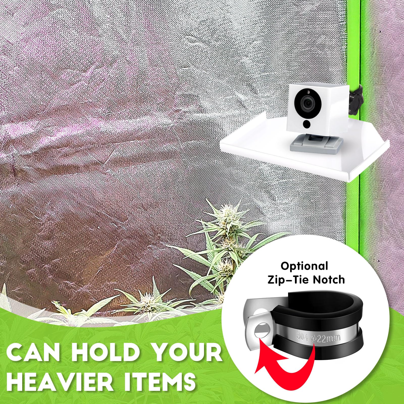 4-Pack Black Grow Tent Corner Racks For Hygrometers Cameras