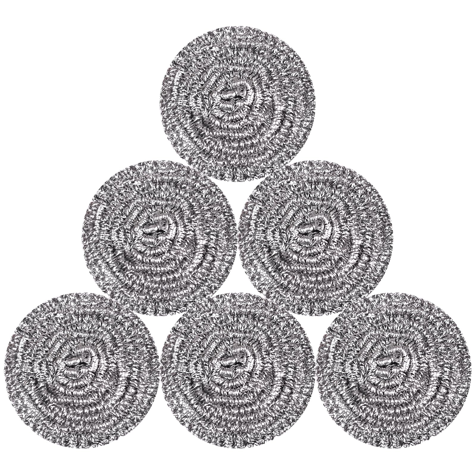 Carrie Joe Stainless Steel Scrubber Heavy Duty Scour Pads Household Steel Wool Reusable Scrub Balls for Kitchen Dishes Pot Pan Oven Cleaning (6Pack 40G)