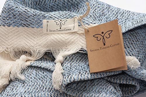 Miniatura 2 de Smyrna - Toallas de mano turcas originales, serie Herringbone, conjunto de 2  2% algodón, 100 x 16 pulgadas  Toalla de baño Peshtemal decorativa