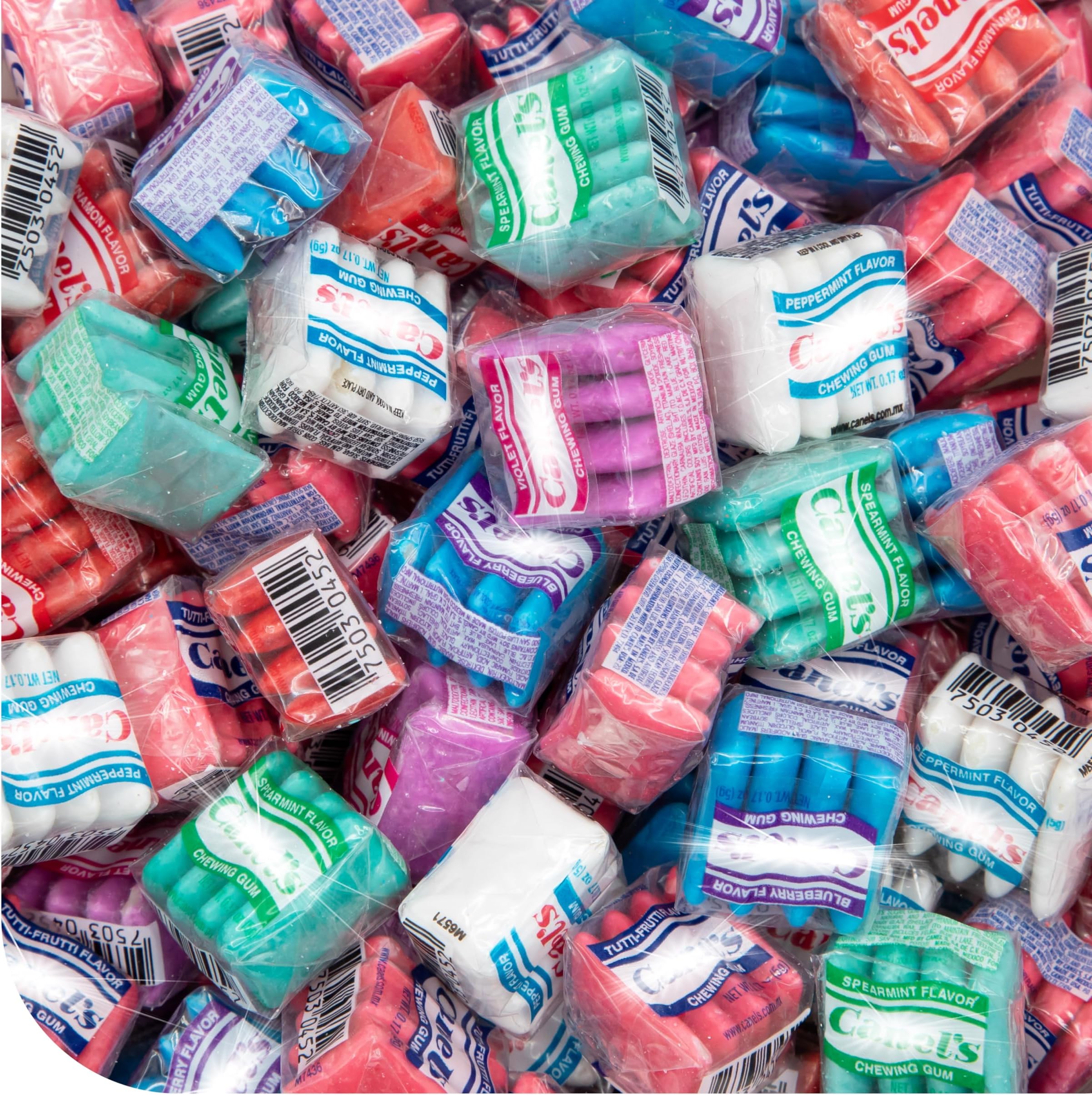 Mexican Original Chewing Gum - 180 Mini Pouches - 2 Pound Pack - Assorted Flavors Gum Bulk - Mix of Spearmint, Tutti-Frutti, Cinnamon, Blueberry, and Violet