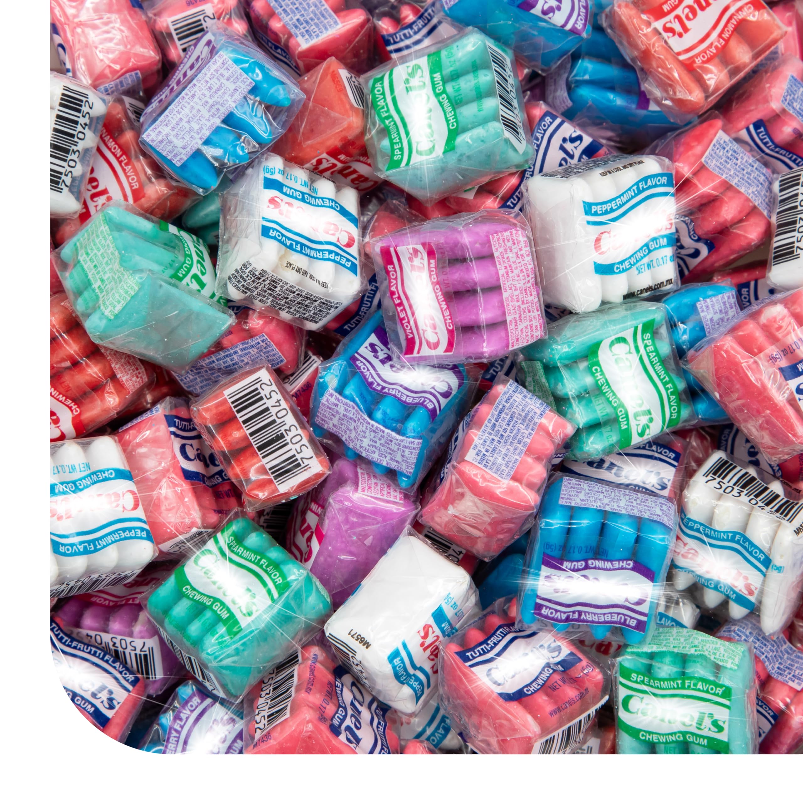 Mexican Original Chewing Gum - 2 Pound Pack (180 Mini Pouches) - Assorted Flavors Gum Bulk - Spearmint, Tutti-Frutti, Cinnamon, Blueberry & Violet