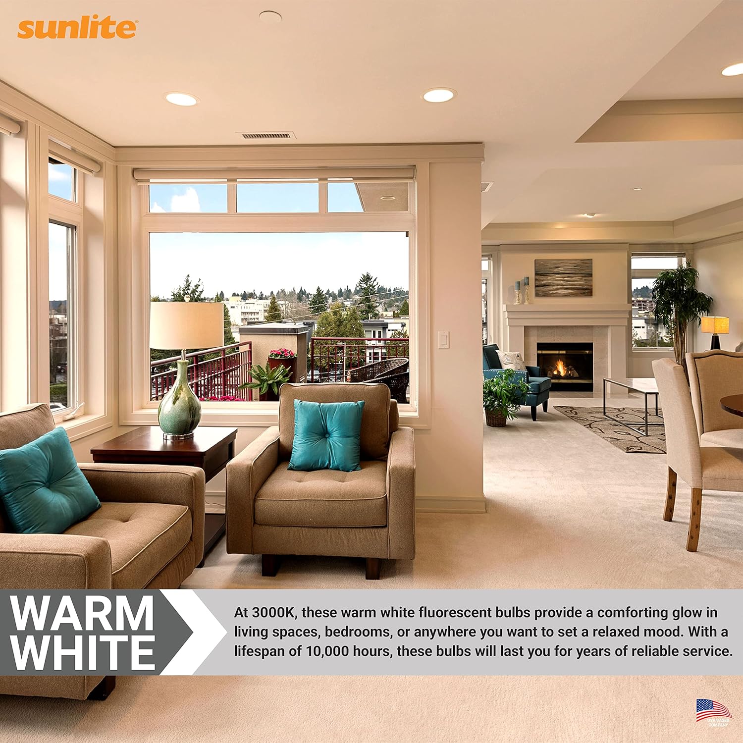 Sunlite 41797 FDL22 Fluorescent Quad Tube Plug-in Bulb, 22 Watt, 10,000 Hour Life Span, GX32D-2 Base, 1050 Lumens, for Fluorescent Ceiling Fixtures, Lamps, 3000K Warm White Color Temperature 10-Pack