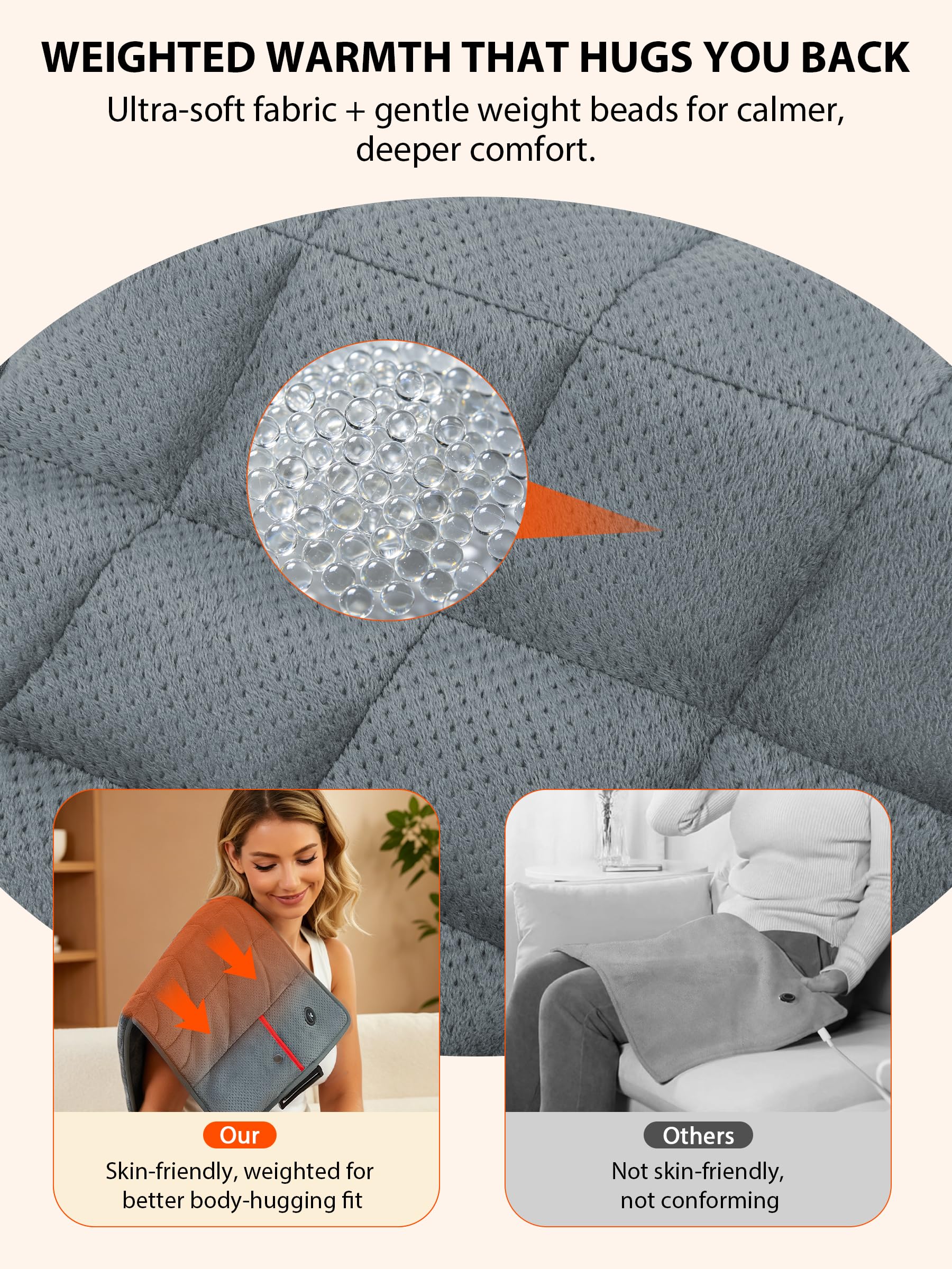 Couverture chauffante avec batterie sans fil, 10 000 mAh, coussin chauffant dos avec 3 niveaux de chauffage, coussin chauffant électrique pour dos, épaules, ventre, cou, jambes, genoux, bande
