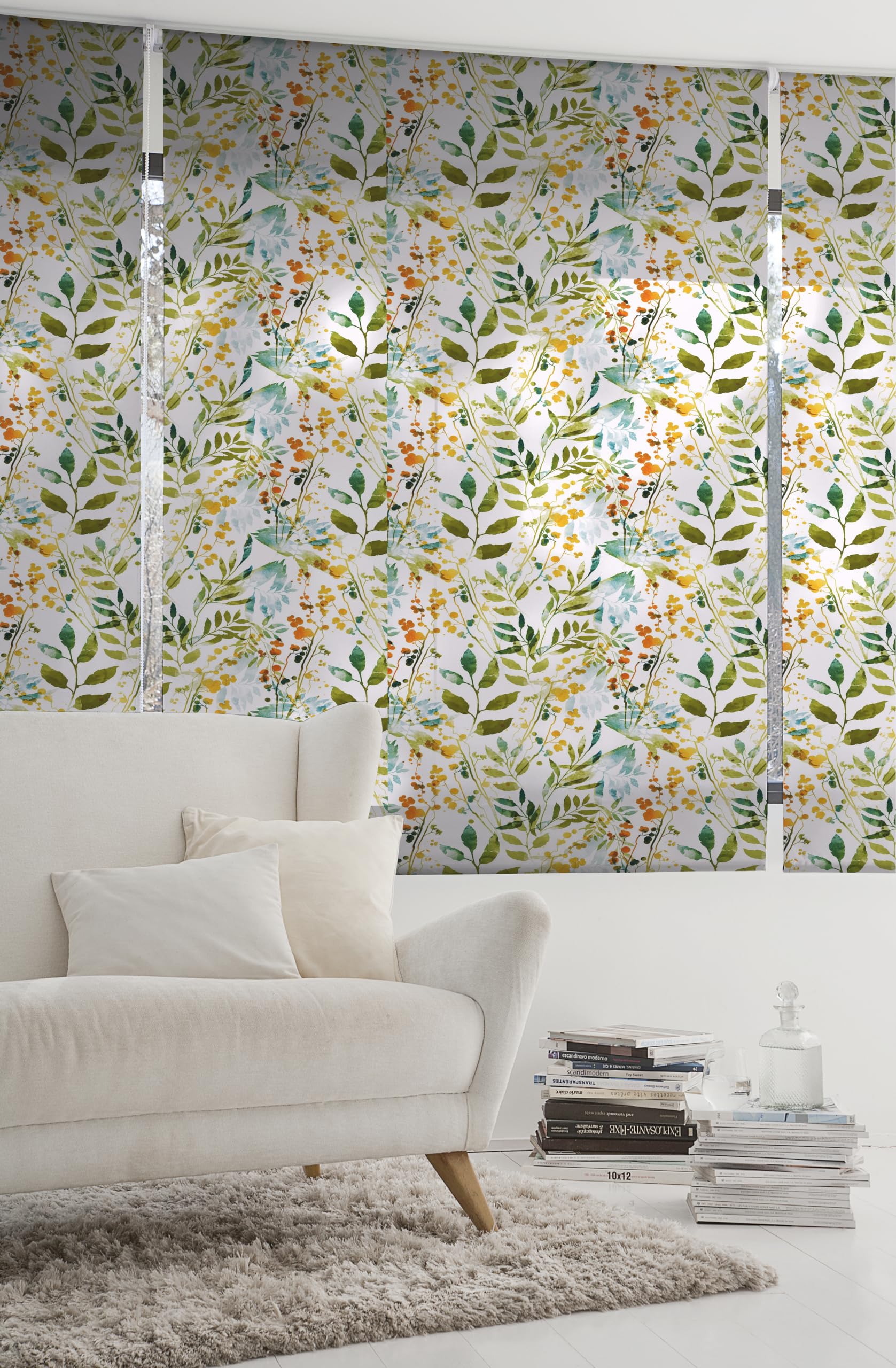 Estoralis | Fleurs et Plantes | Store Enrouleur Moderne | Tissu translucide imprimé | F-1561 | 160 x 180 cm. (Largeur/Hauteur) Taille du Tissu 157 x 175 cm. | Stores pour fenêtres et Portes