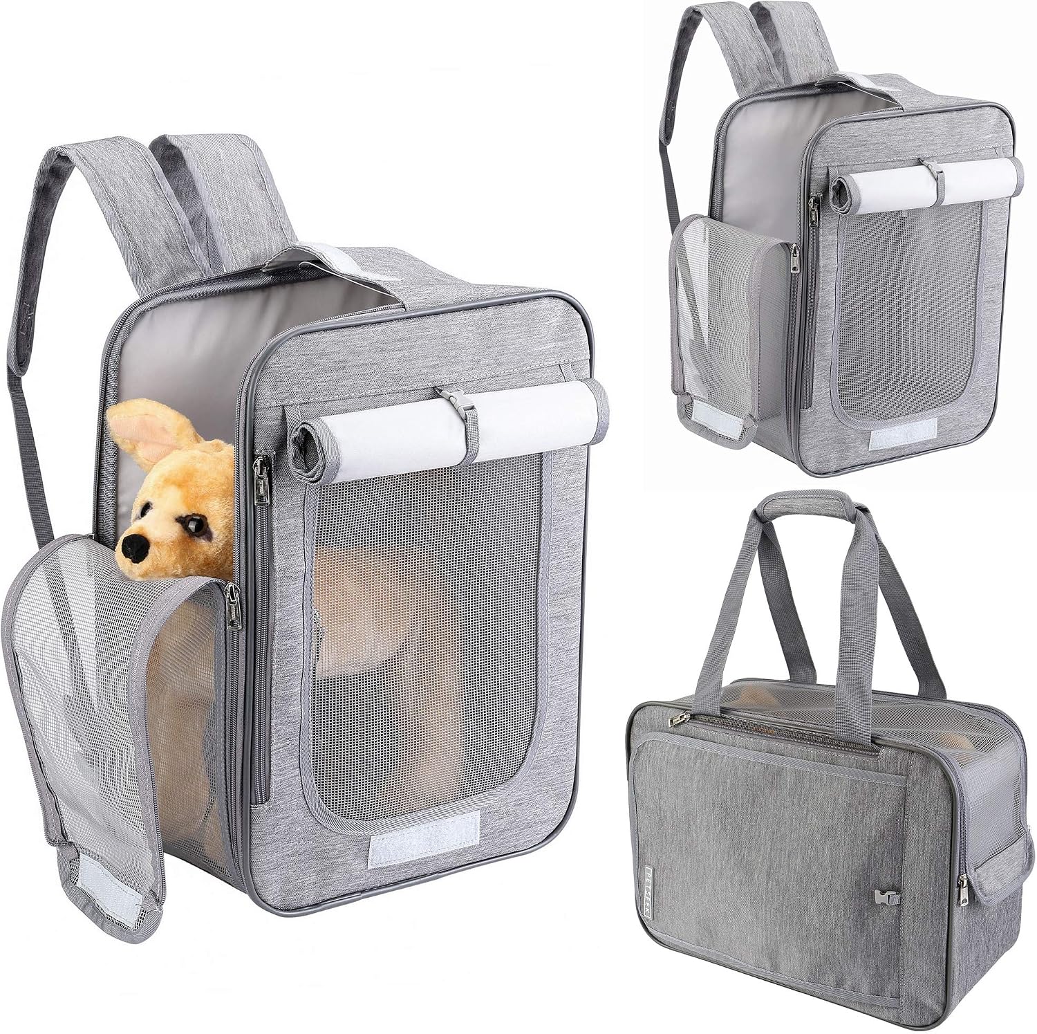 Mornajina Pet Backpack Carrier for Small Dogs and Cats, 2 in 1 Pet Carrier Backpack, Airline Approved Side Soft Pet Backpack Bag for…