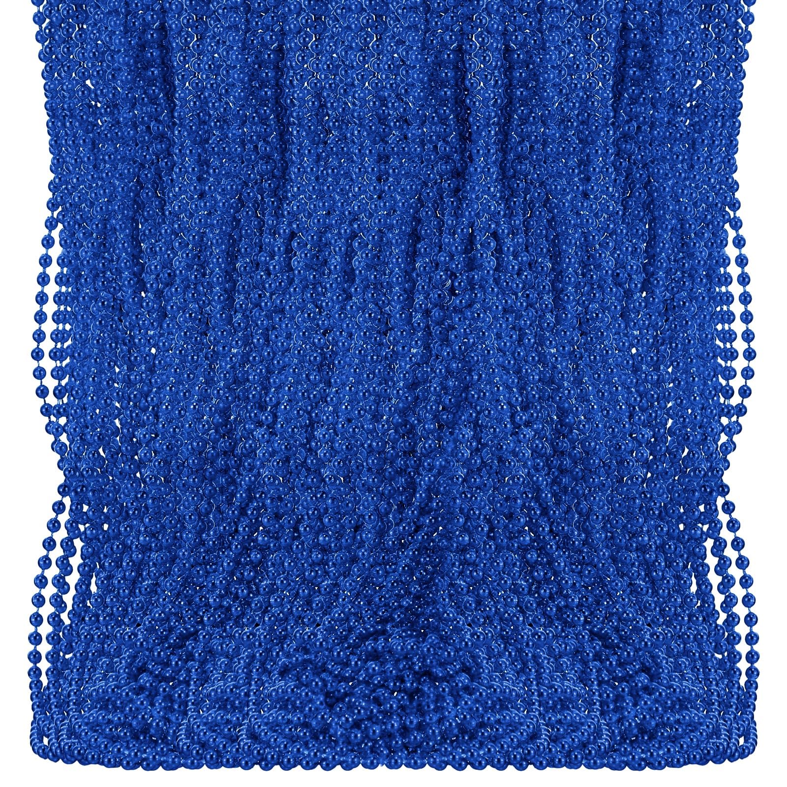 Tigeen 200 Pcs Mardi Gras Beads Necklaces Bulk 30'' Metallic Beaded Necklace for Carnival Halloween Parade School Spirit Wear (Blue)
