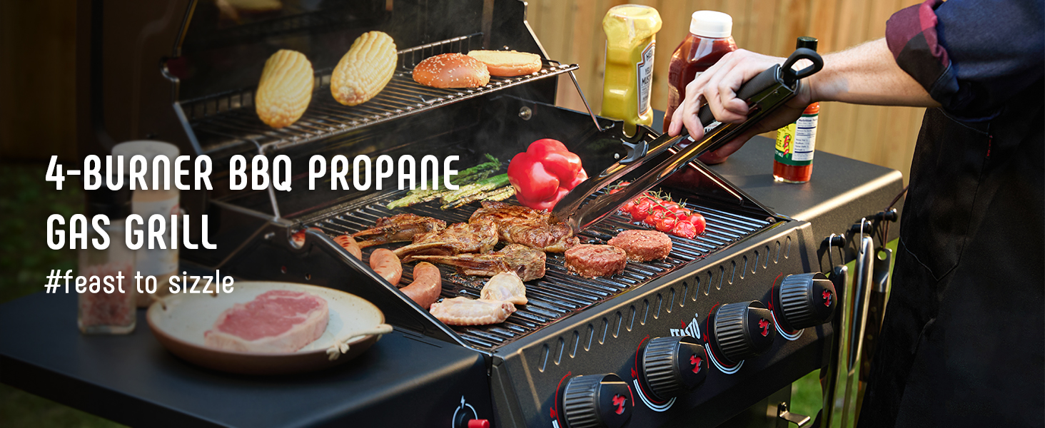 Amazon.com: Feasto Folding Propane Gas Grill with Porcelain