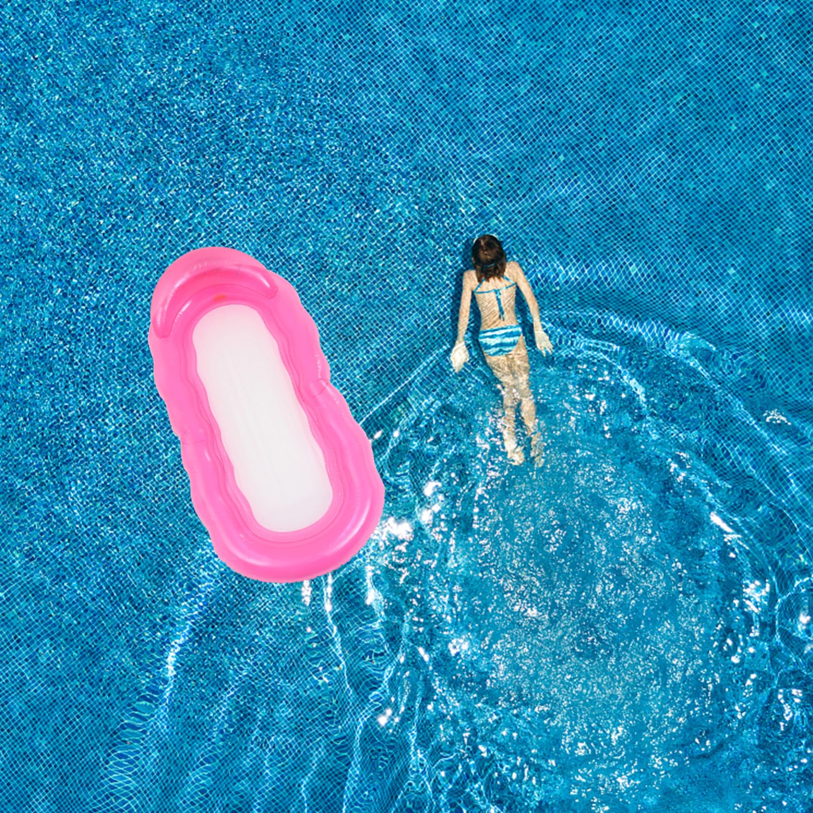 Hamaca Inflable para Piscina Resistente Pinchazos Colchón Flotante y Compacto para Fiesta Piscina y Relajación al Sol Rosa