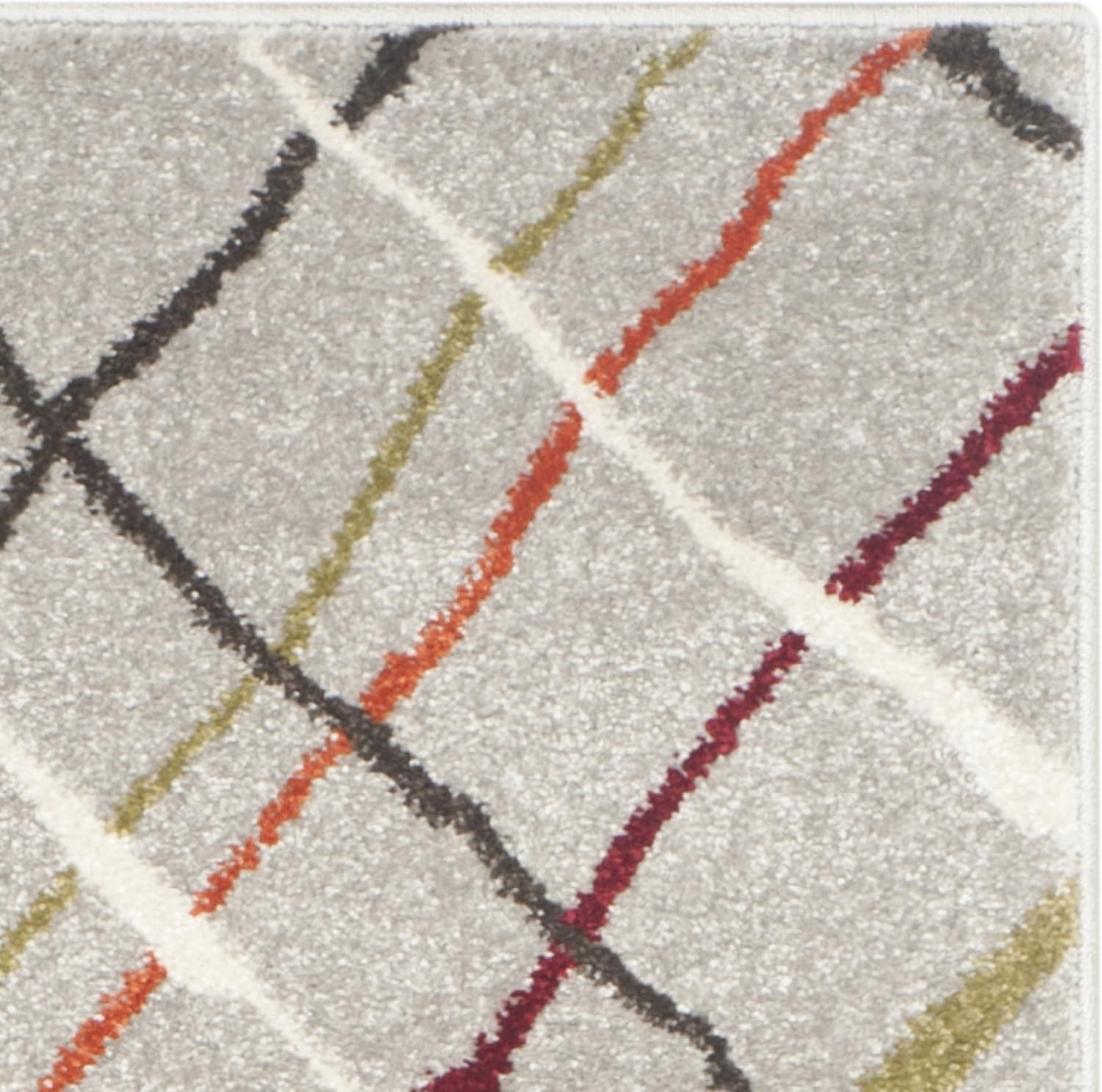 SAFAVIEH Porcello Collection Runner Rug - 2'4" x 6'7", Grey & Multi, Modern Abstract Trellis Design, Non-Shedding & Easy Care, Ideal for High Traffic Areas in Living Room, Bedroom (PRL4816A)