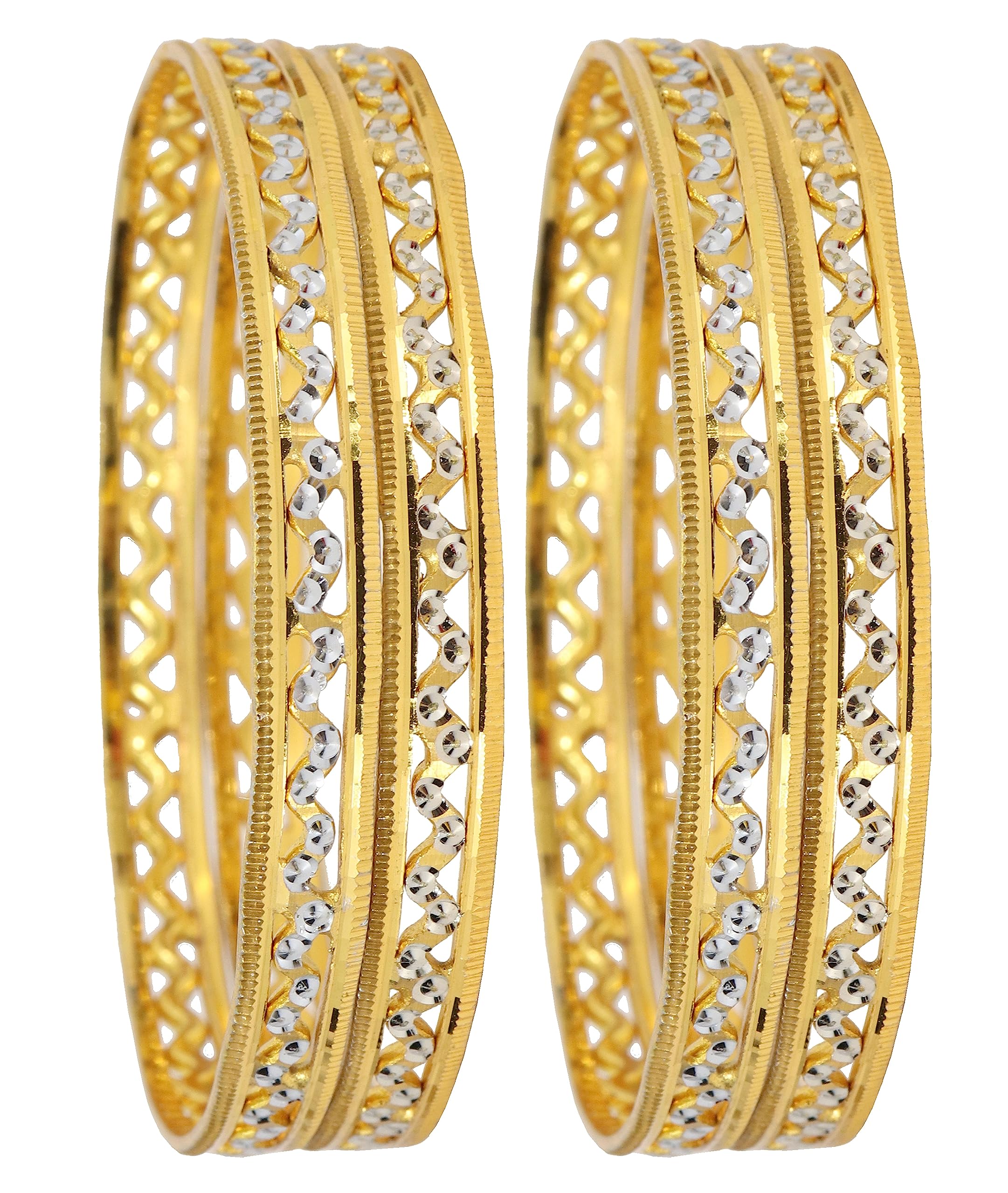 NMII Brass Metal with Gold Plating Bangles Set For Womens & Girls (Pack of 4), (NM_SAP2-210_ZURICH-2.8 Inches), Pack Of 4 Bangles Set (B0C94HSY2C) Amazon Price History, Amazon Price Tracker