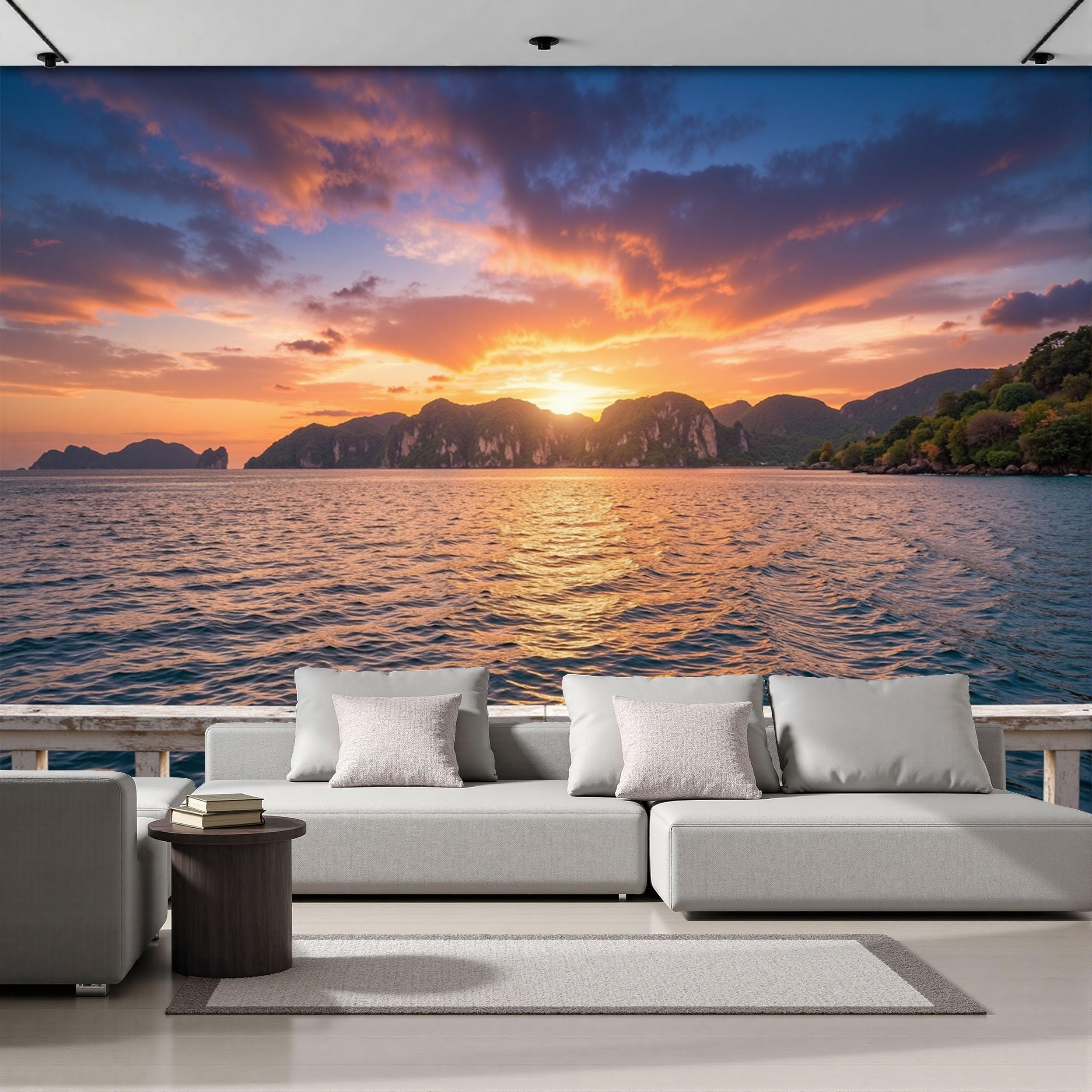 Fresque murale soie paysage marin au format panoramique