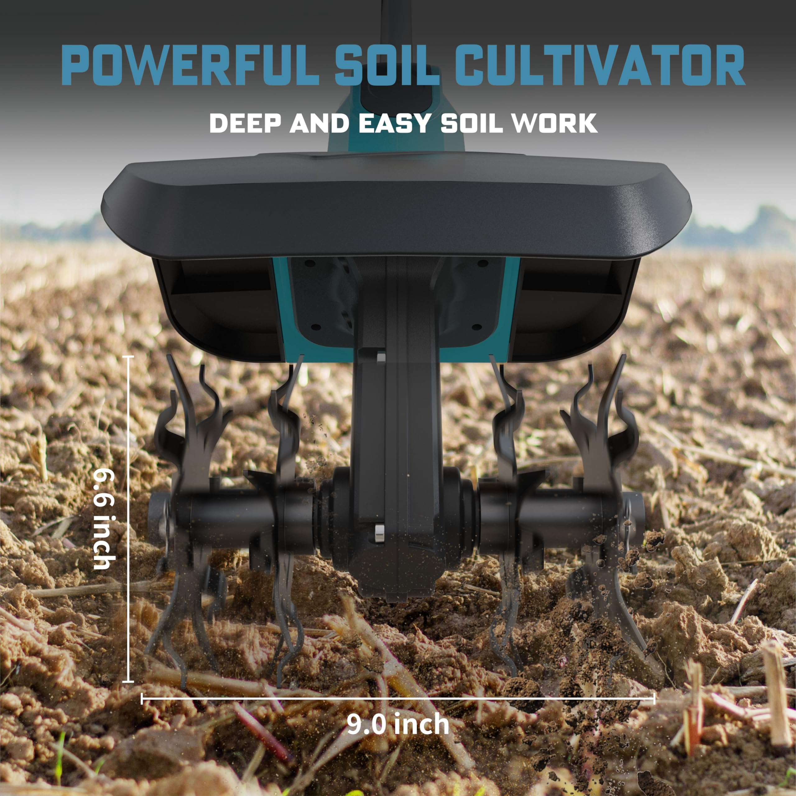 Cultivador a batería, compatible con batería Makita de 18 V (solo herramientas), fresadora eléctrica de jardín con 360 rpm, ancho de fresado de 9 pulgadas y 6,6 pulgadas de profundidad, fresadora de