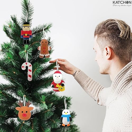 Miniatura 5 de KatchOn, Decoraciones navideñas colgantes de fieltro, paquete de 6, adornos para decoración de árbol de Navidad, colgante de árbol para decoración