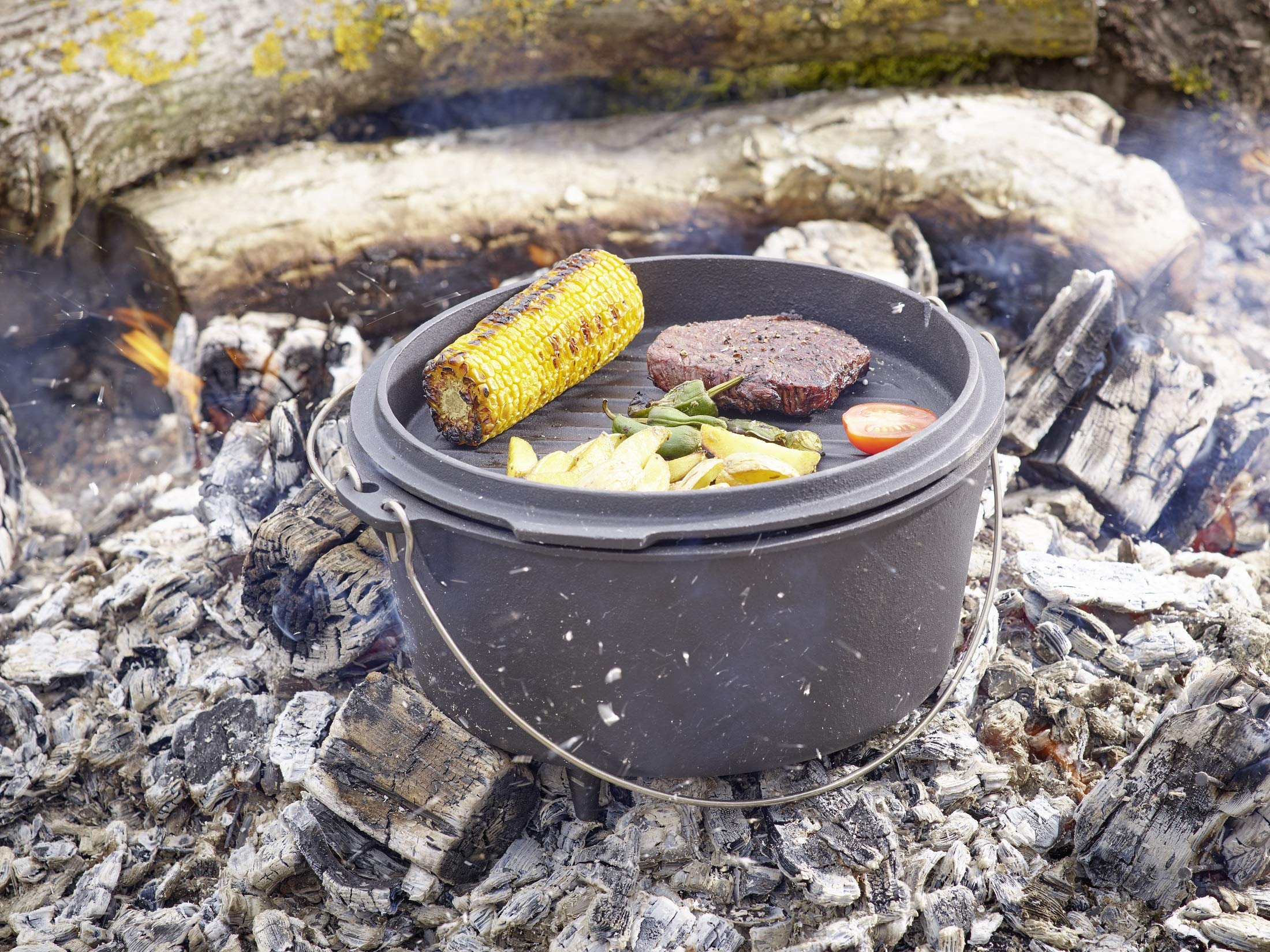 Echtwerk 7-delige Dutch Oven set van gietijzer in houten kist