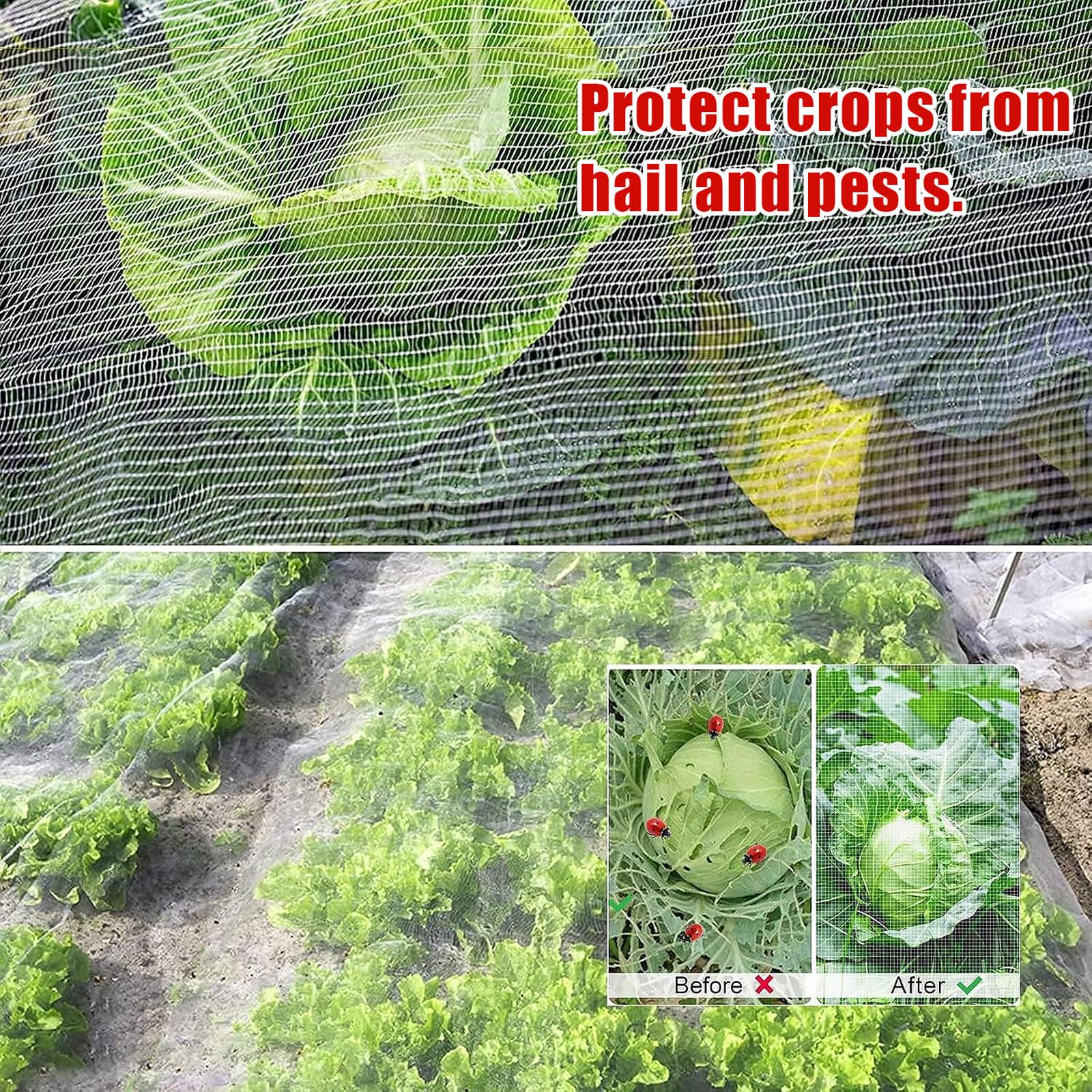 Red Protección De Frutas Y Verduras,Cubierta de Red de protección contra el Granizo de jardín,Malla Anti-PáJaros,Tamaño Cortable,Proteger contra el Granizo los Cultivos y los Frutos