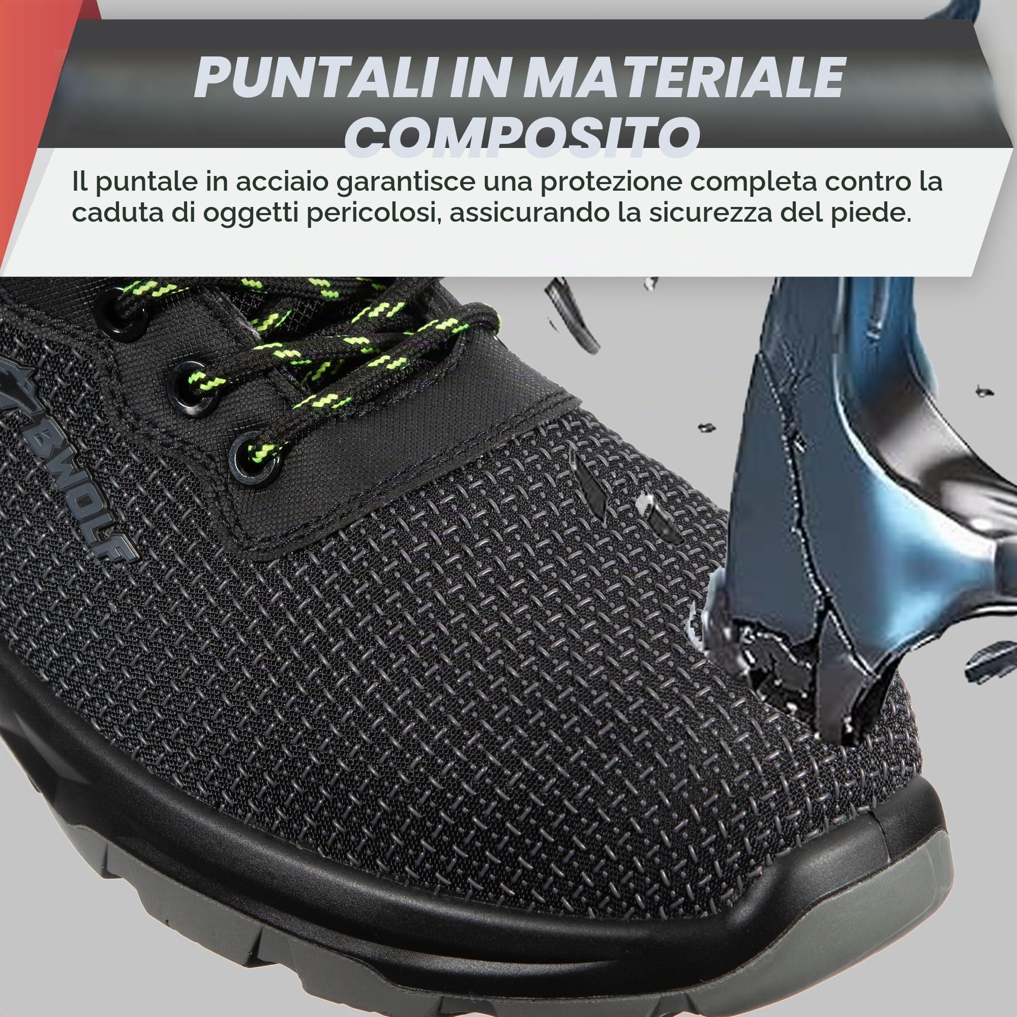 BWOLF S3S Scarpe Antinfortunistiche Uomo S3 da Materiale Innovativo, Impermeabili, 4x4 Grip Tech, Suola Ergo ESD