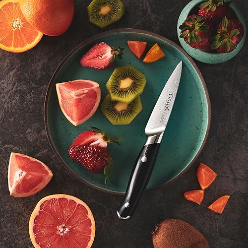 Miniatura 3 de Cutluxe Shinobi Cuchillo de pelar y pelar, cuchillo de cocina de Damasco - Hoja de acero japonés de 4 pulgadas, AUS-10 - Cuchillo de cocina afilado