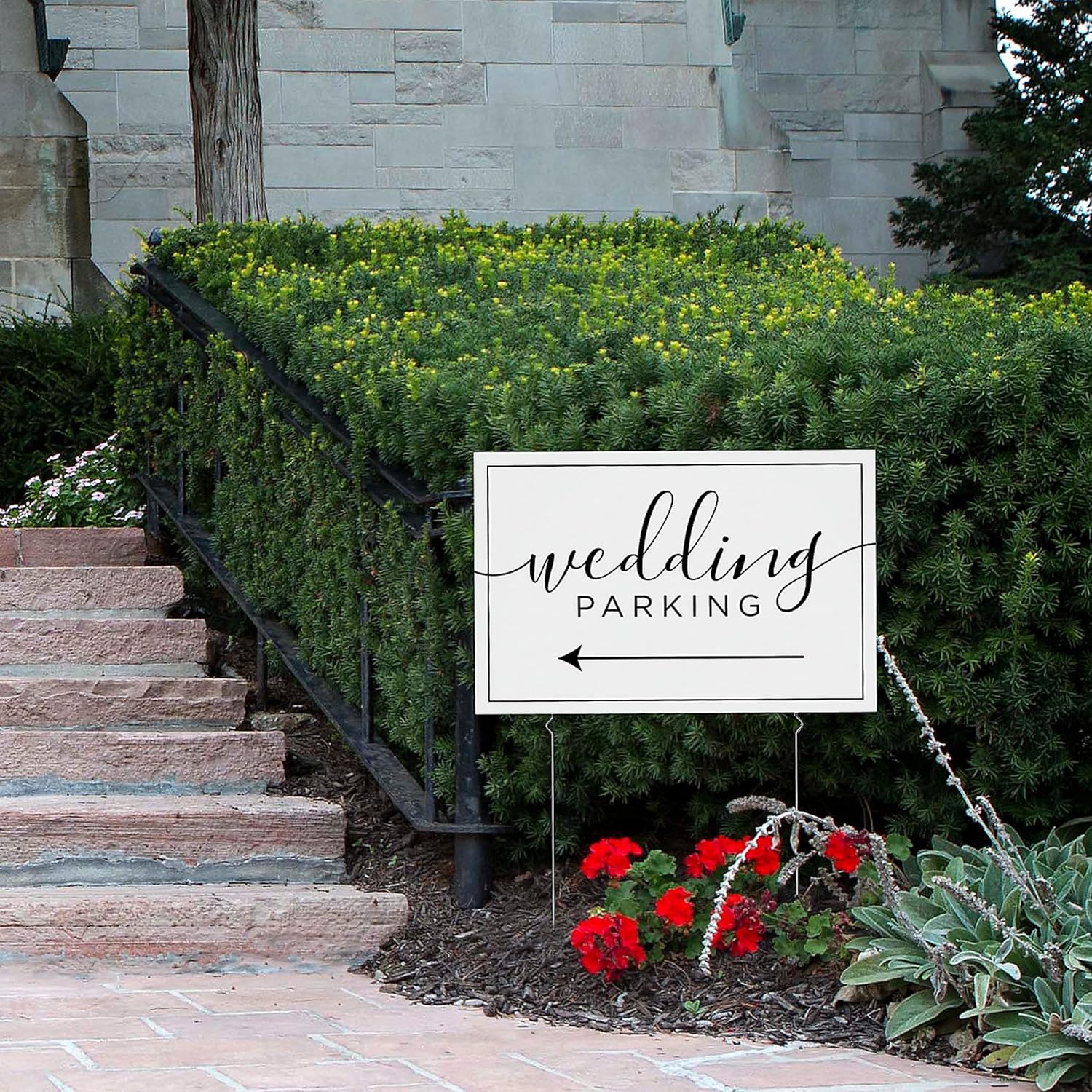 Fun Express Wedding Signs for Outside - Wedding Parking Yard Sign with Stakes for Outdoor Wedding Decorations | Directional Arrow Signs for Event Parking | Wedding Signage Decor for Ceremony & Reception