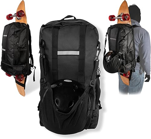 Mochila eléctrica plegable para patineta longboard o patineta de cualquier tamaño, mochila grande impermeable de viaje con compartimentos para una