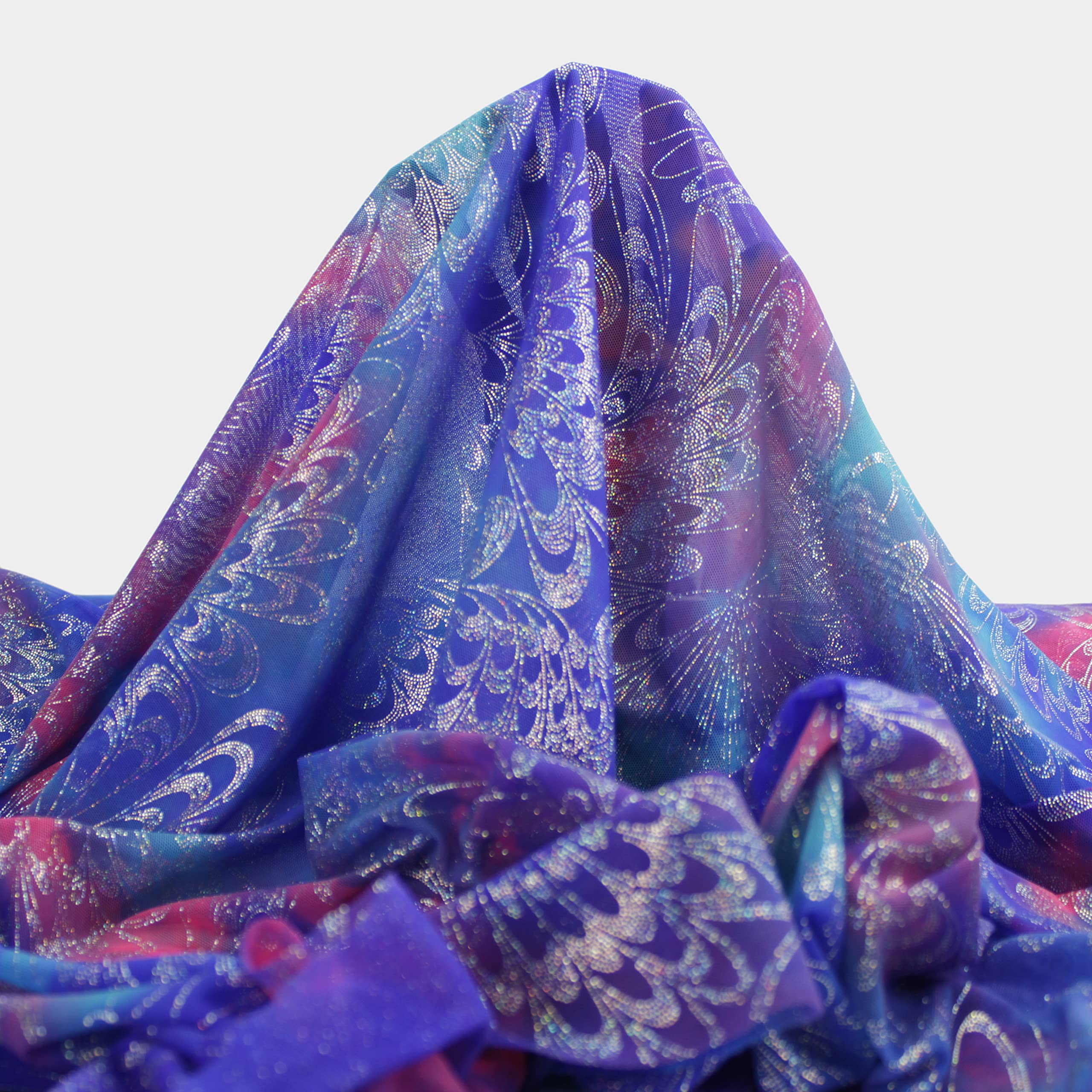 TUL DE LYCRA DEGRADÉ CON FOIL DE ANCHO 150cm POR METRO (DEGRADÉ AZUL, 6 METROS)