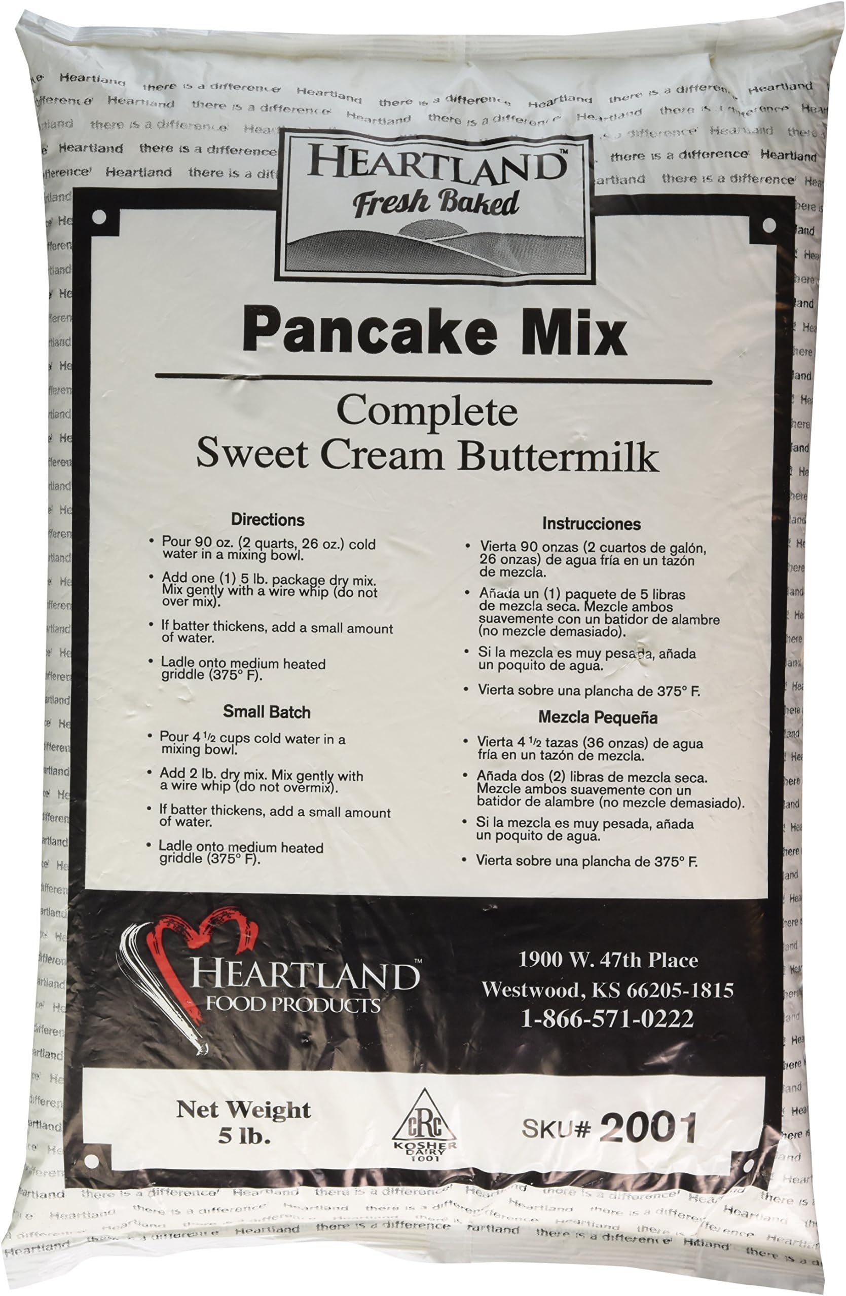 Heartland Food Products Pancake Mix, Sweet Cream Buttermilk, 5 Pound