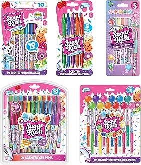 Sugar Rush Scented Pen and Marker Bundle – 56-Count Art Supplies Set with Gel Pens, Fineline Markers, Retractable Pens, and Candy Scented Markers – Non-Toxic for Kids Ages 3+